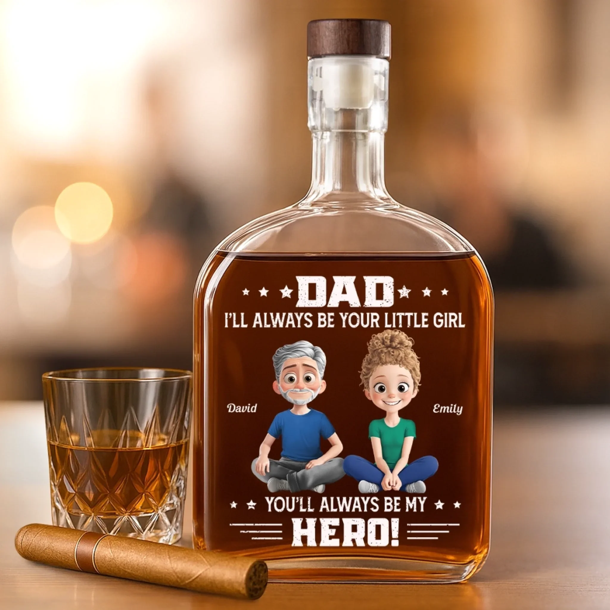 Custom Whiskey Bottle - Personalized Christmas Birthday Gifts For Dad, Daughter, Wine, Bourbon, Whiskey Lovers - Fatherhood Looks Good On Him - Image 3