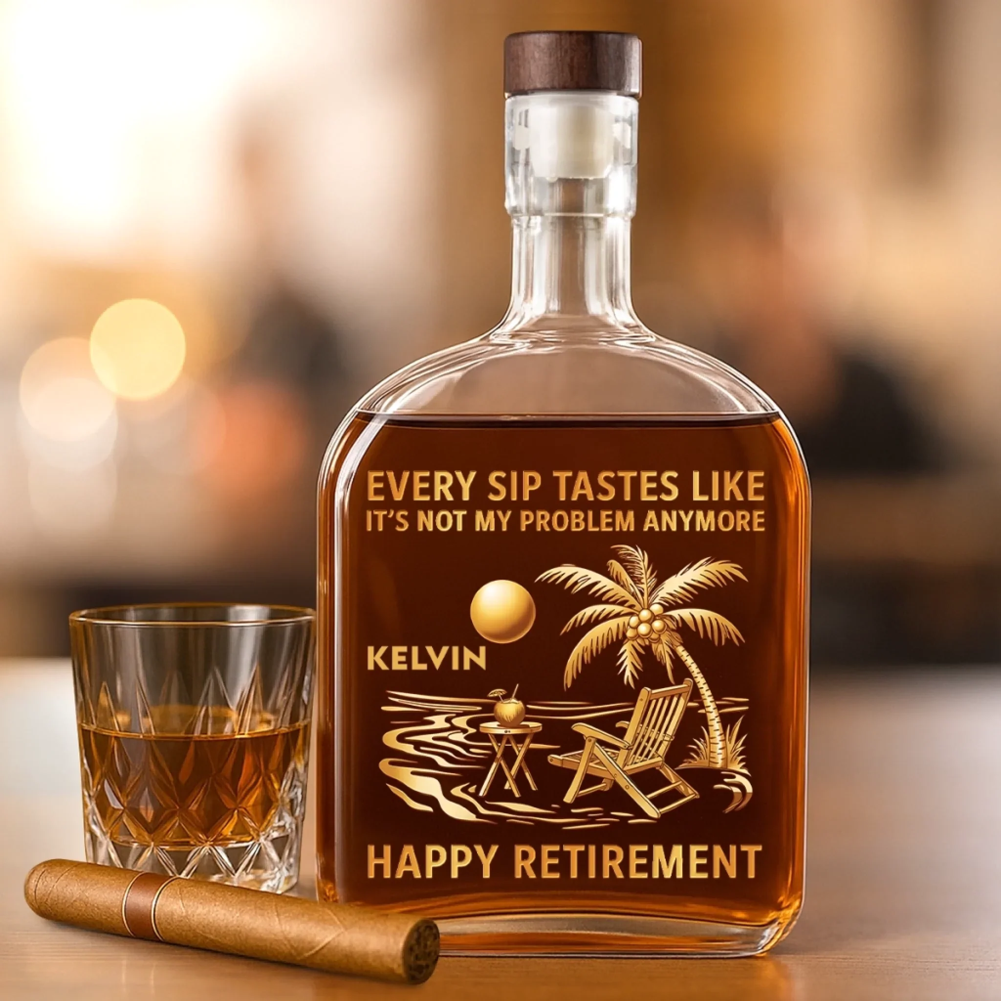 Custom Whiskey Bottle -Personalized Retirement Gifts For Women, Men - Cheers To New Beginnings - Image 3