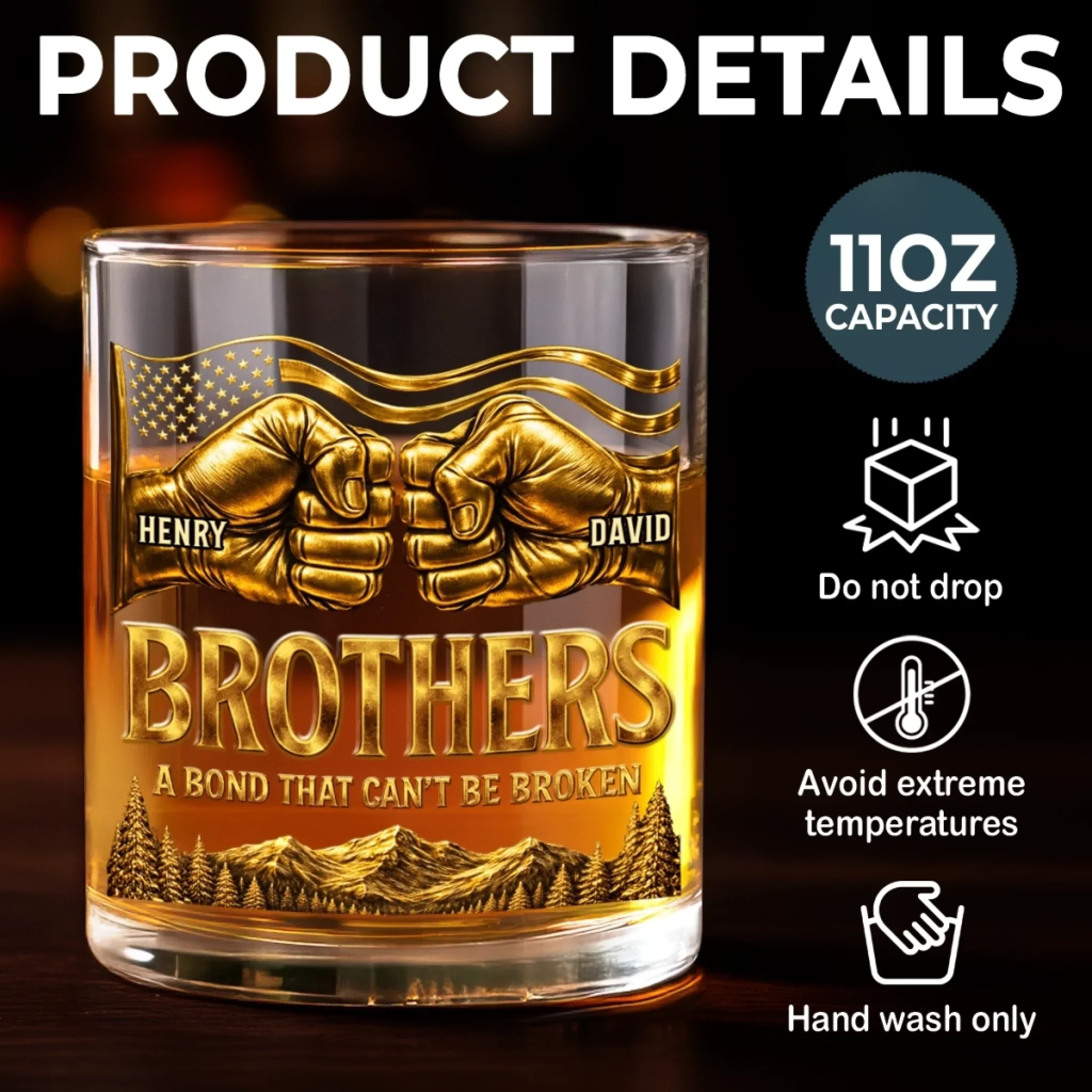 Custom Whiskey Glass - Personalized Birthday Gifts For Brother - Brothers Make Life Stronger - Image 7