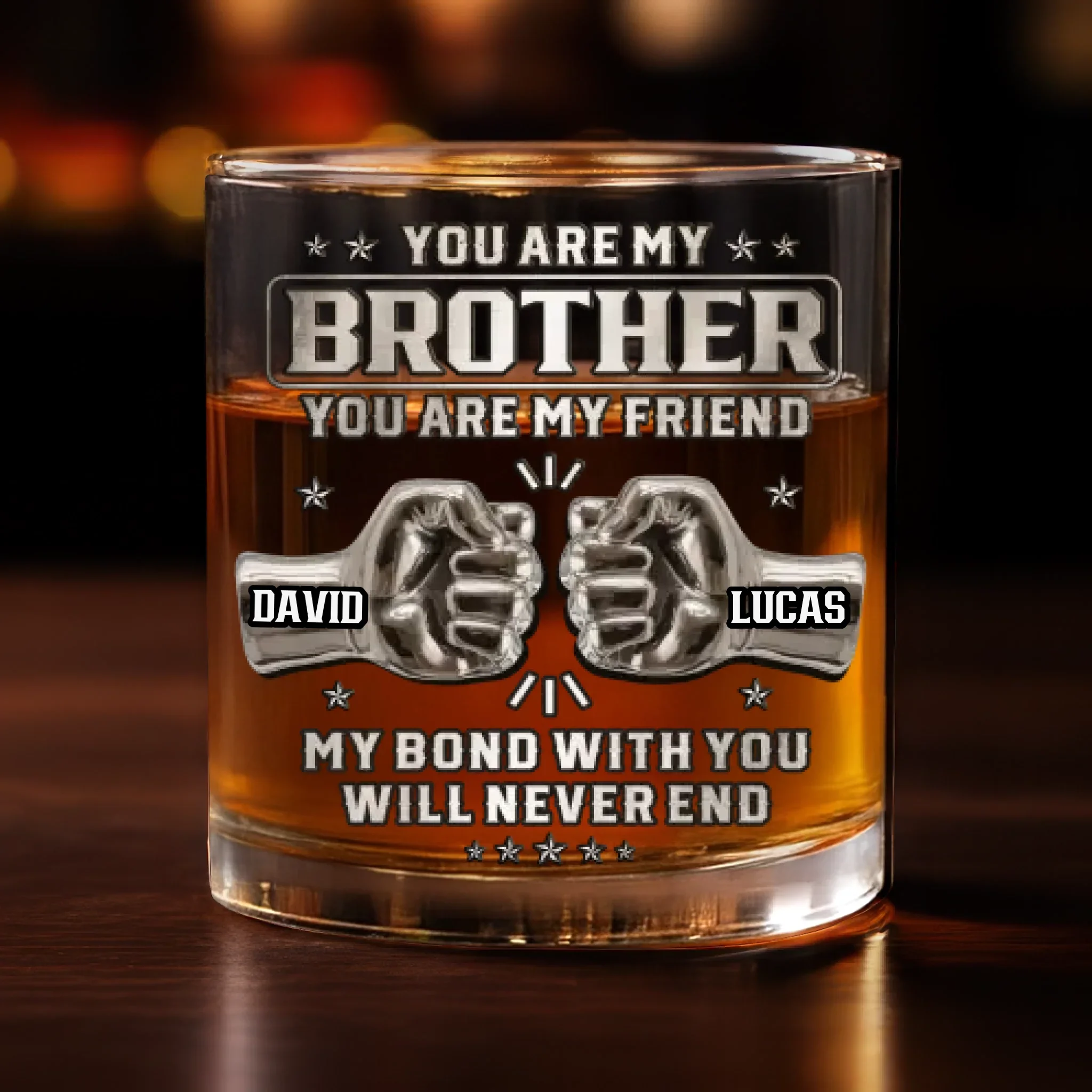 Custom Whiskey Glass - Personalized Birthday Gifts For Brother - Family By Chance, Brothers Forever - Image 2