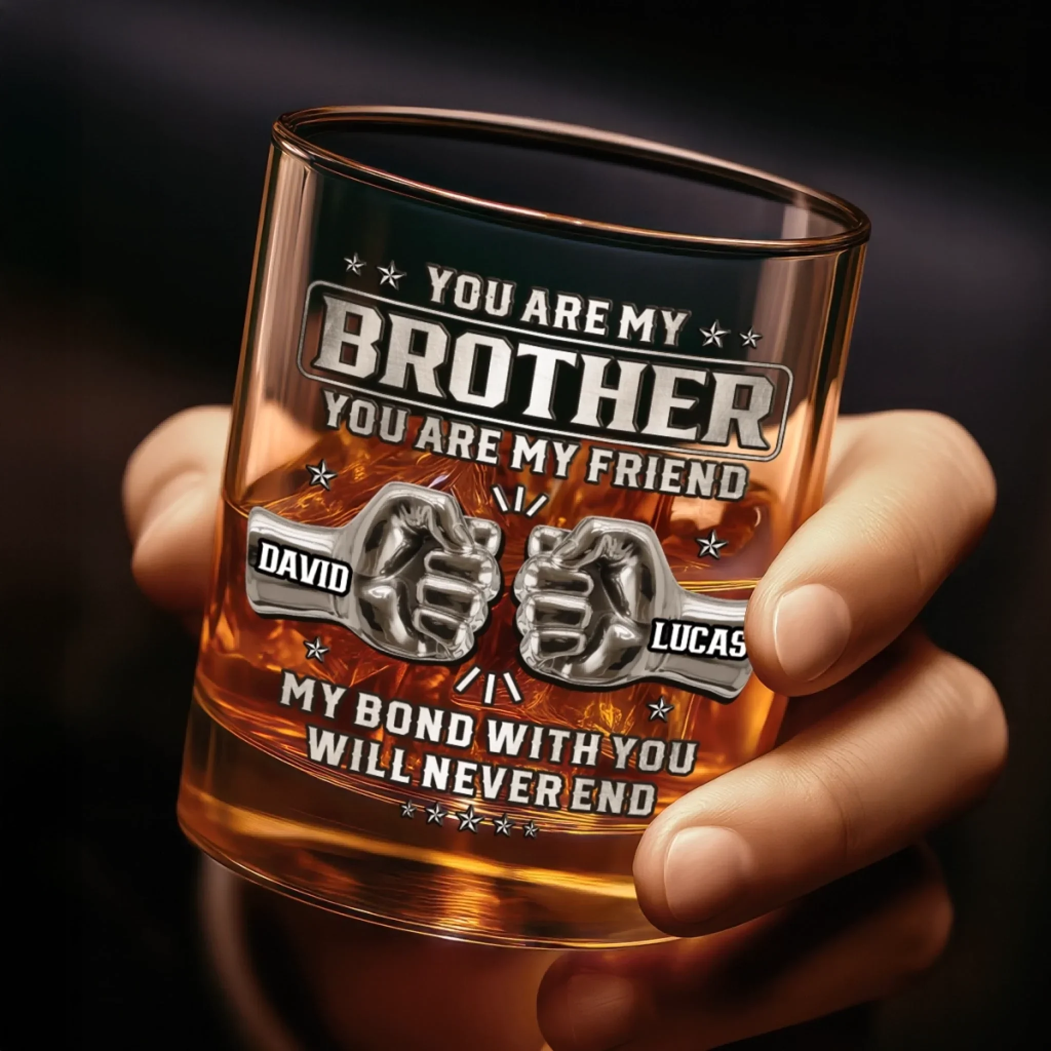 Custom Whiskey Glass - Personalized Birthday Gifts For Brother - Family By Chance, Brothers Forever - Image 5