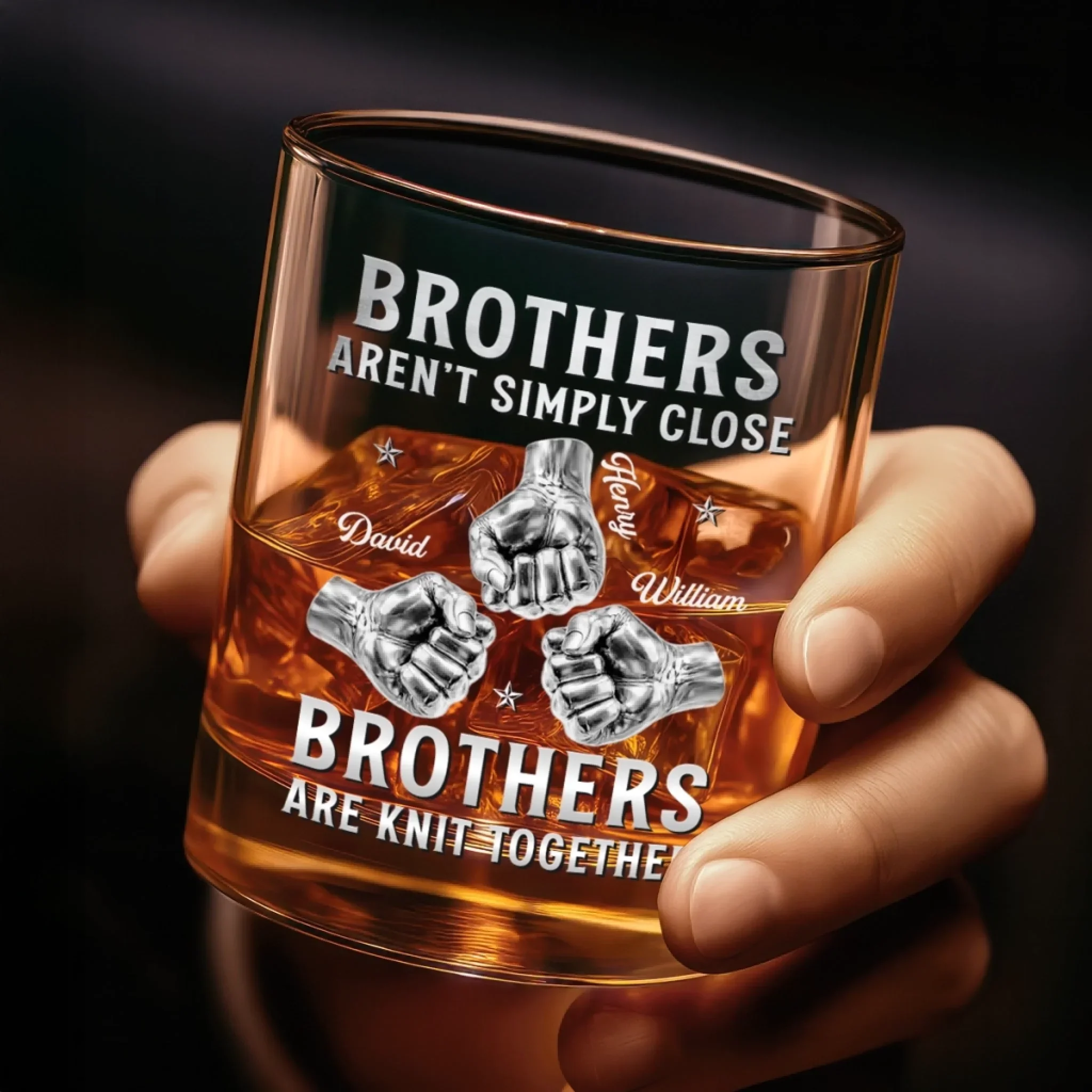 Custom Whiskey Glass - Personalized Birthday Gifts For Brother - Side By Side Brothers - Image 5