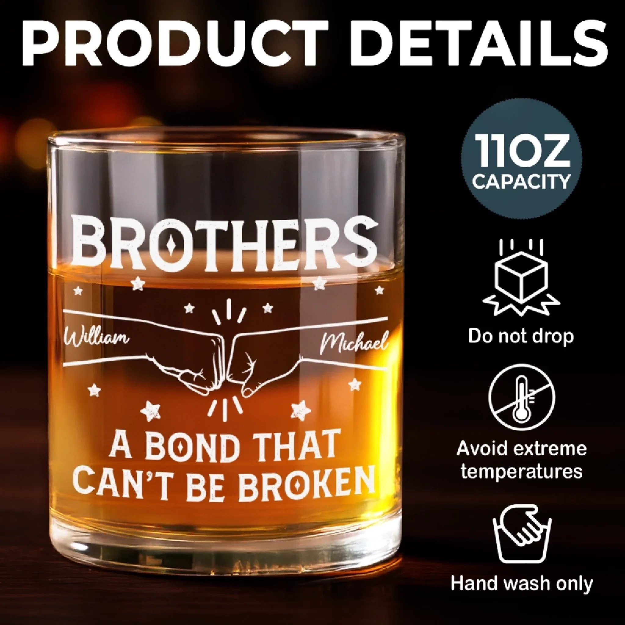 Custom Whiskey Glass - Personalized Birthday Gifts For Brothers - Cheer To Us - Image 7