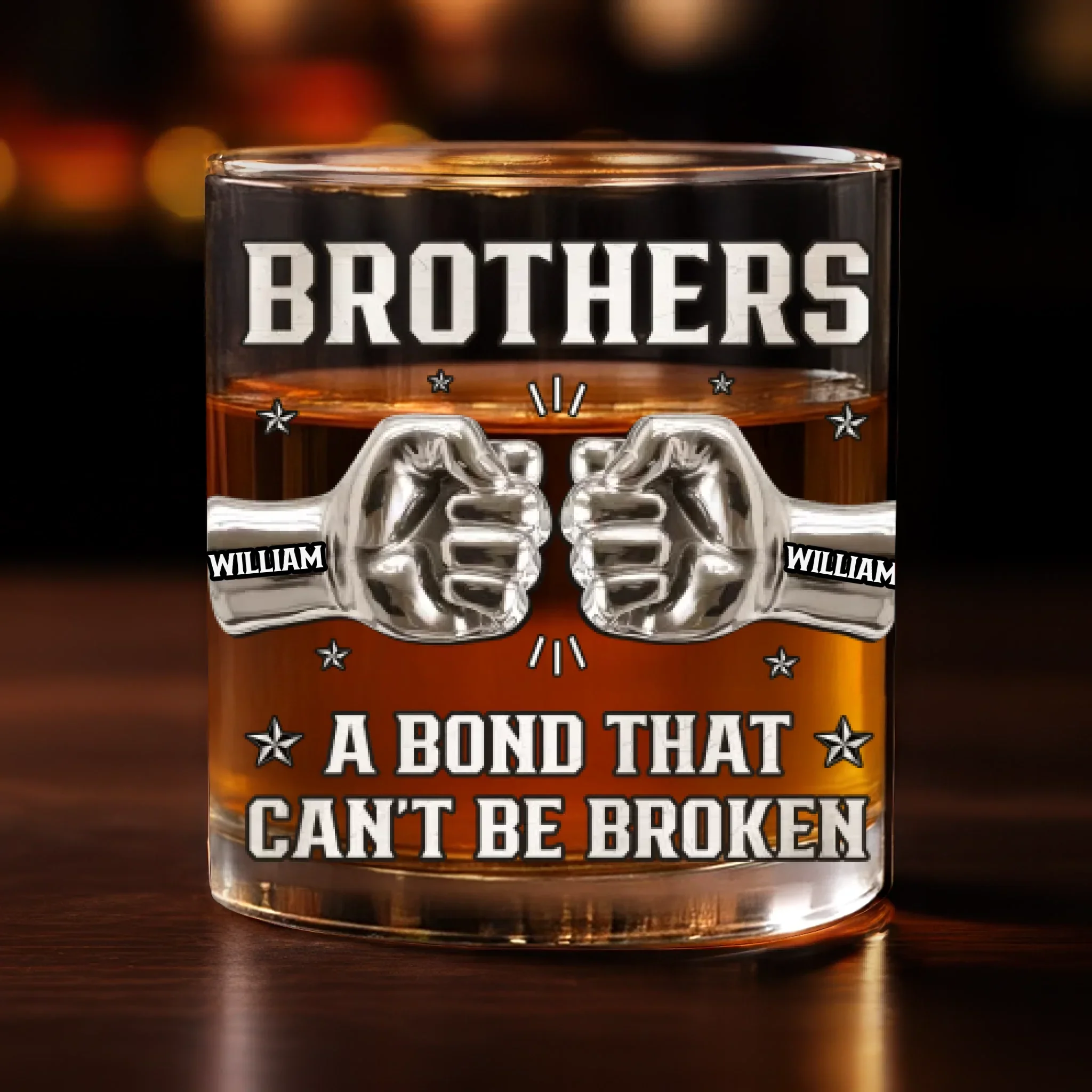 Custom Whiskey Glass - Personalized Birthday Gifts For Brothers - Raised Together, Bonded Forever - Image 2