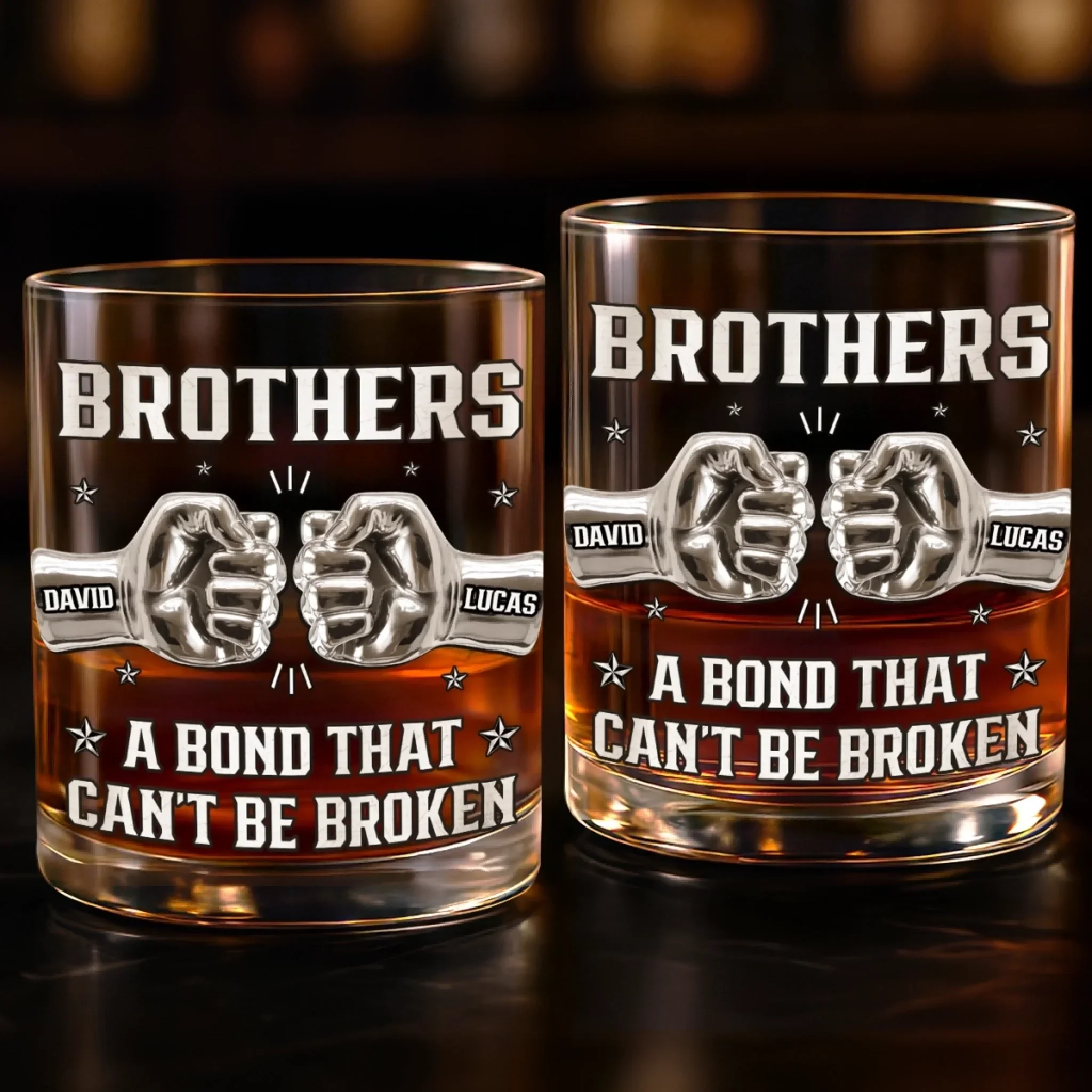 Custom Whiskey Glass - Personalized Birthday Gifts For Brothers - Raised Together, Bonded Forever - Image 3