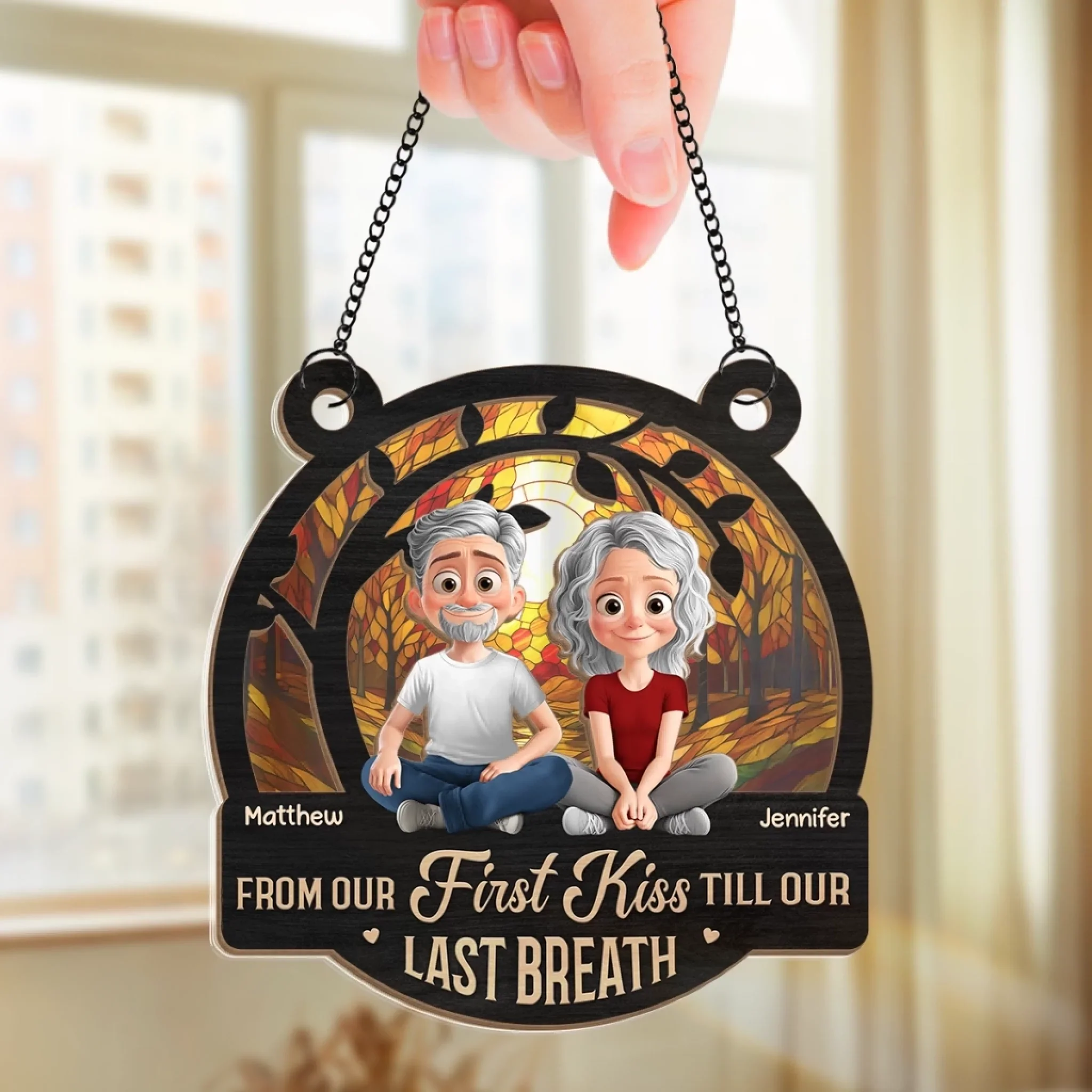 Custom Window Hanging Suncatcher Ornament - Personalized Anniversary Wedding Gifts For Husband And Wife, Him And Her - A Lifetime Of Love - Image 3