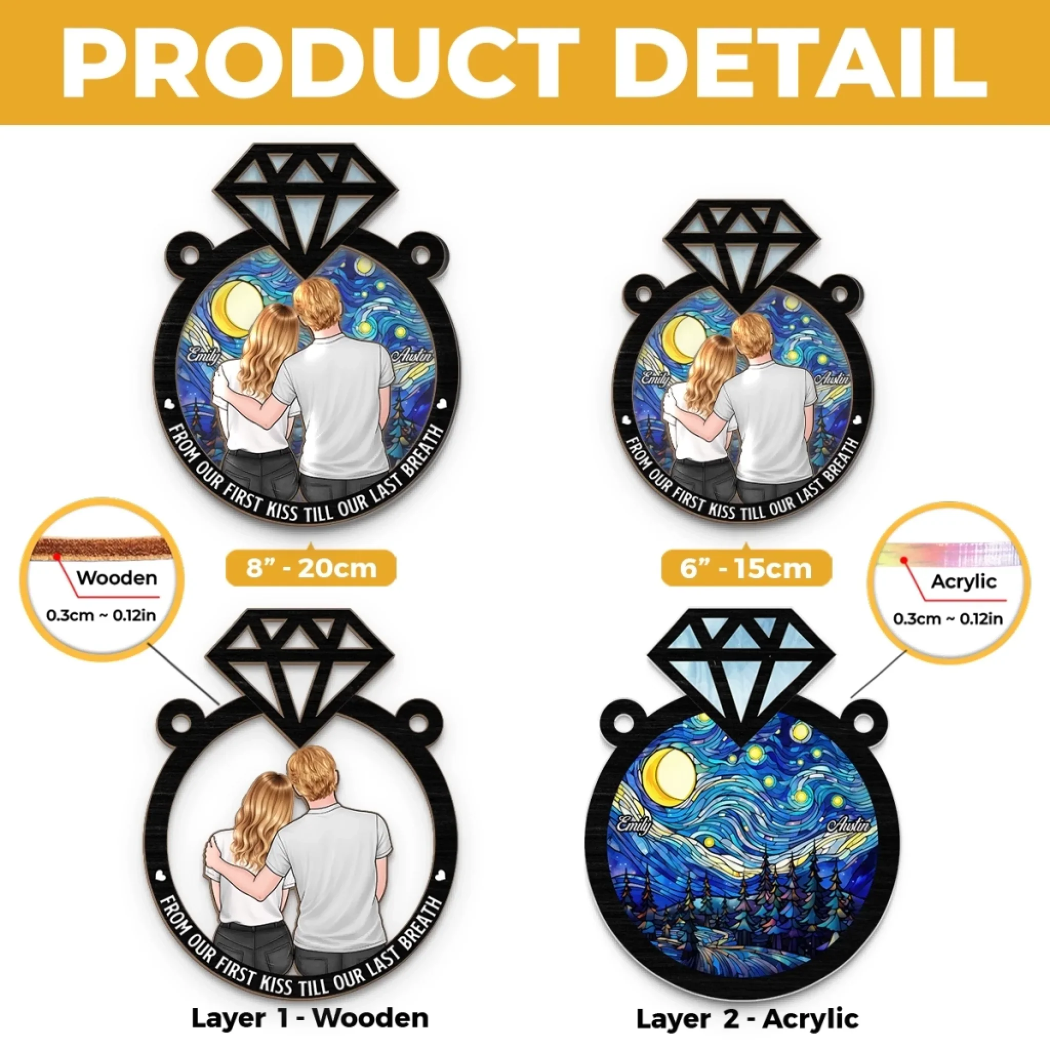 Custom Window Hanging Suncatcher Ornament - Personalized Anniversary Wedding Gifts For Husband And Wife, Him And Her - Forever Starts With You - Image 5