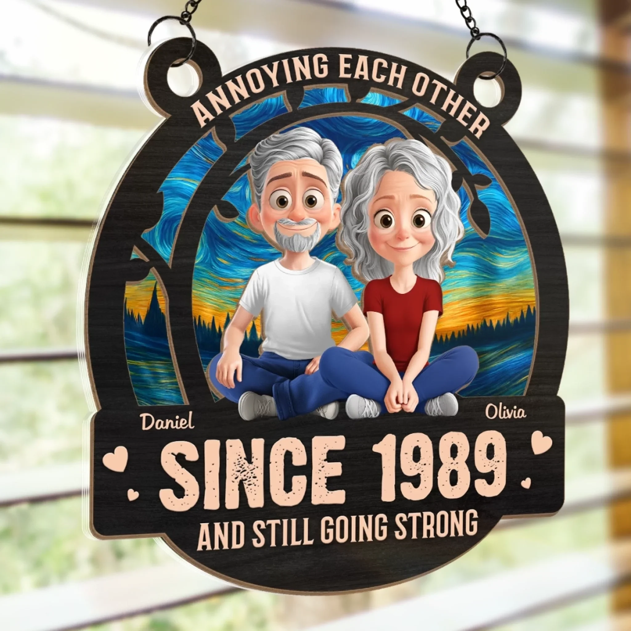 Custom Window Hanging Suncatcher Ornament - Personalized Anniversary Wedding Gifts For Husband And Wife, Him And Her - Old Love, New Jokes - Image 4