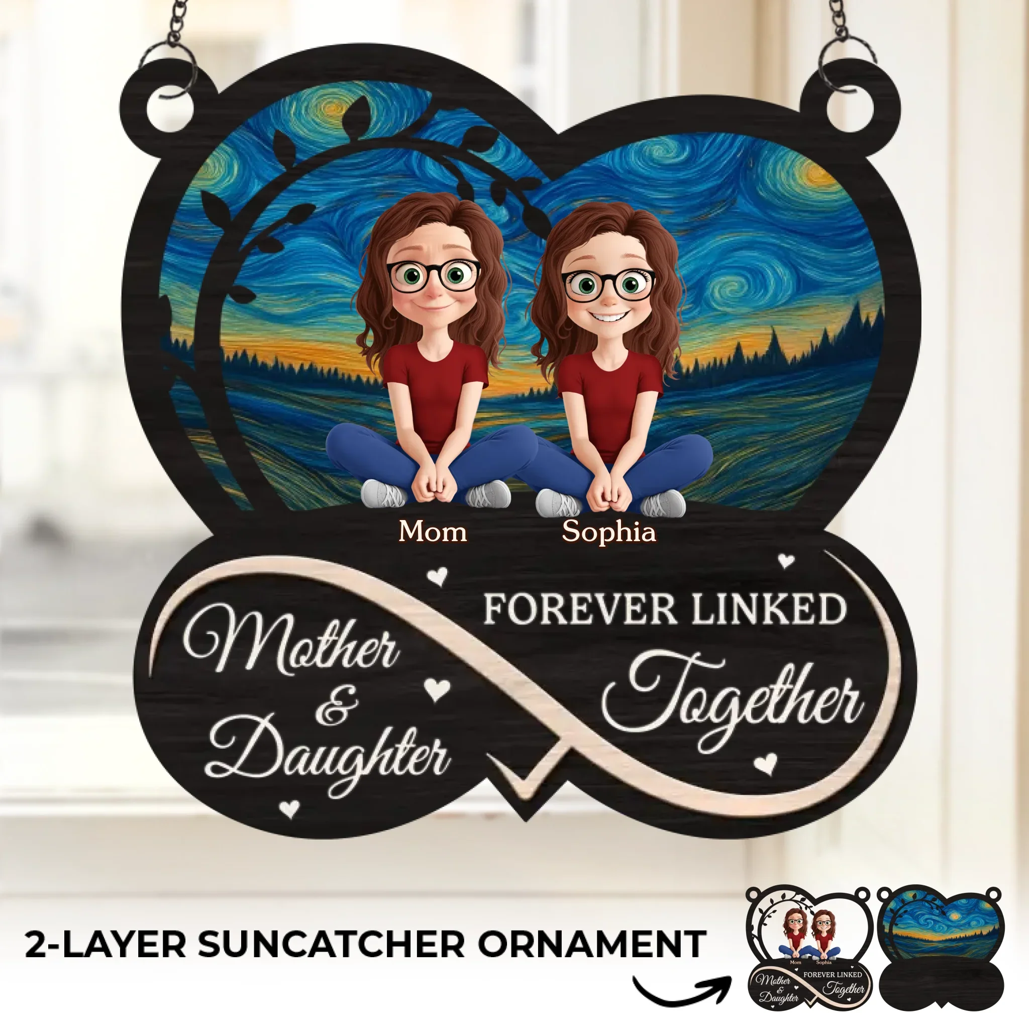 Custom Window Hanging Suncatcher Ornament - Personalized Mother's Day Birthday Gifts For Mom, Grandma - Always Mother And Daughters - Image 2
