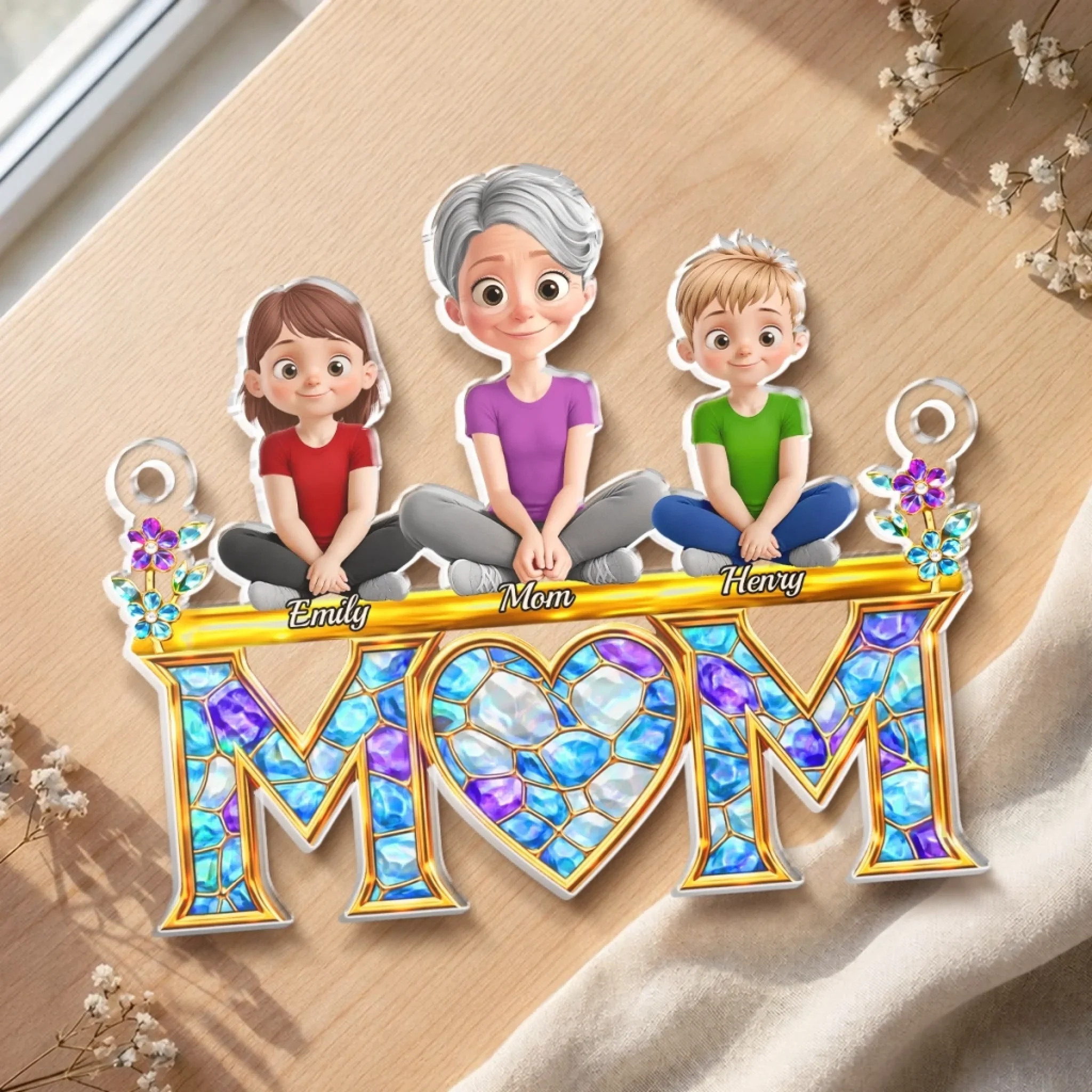 Custom Window Hanging Suncatcher Ornament - Personalized Mother's Day Birthday Gifts For Mom, Grandma - Mom, Our Sweetest Heart - Image 4
