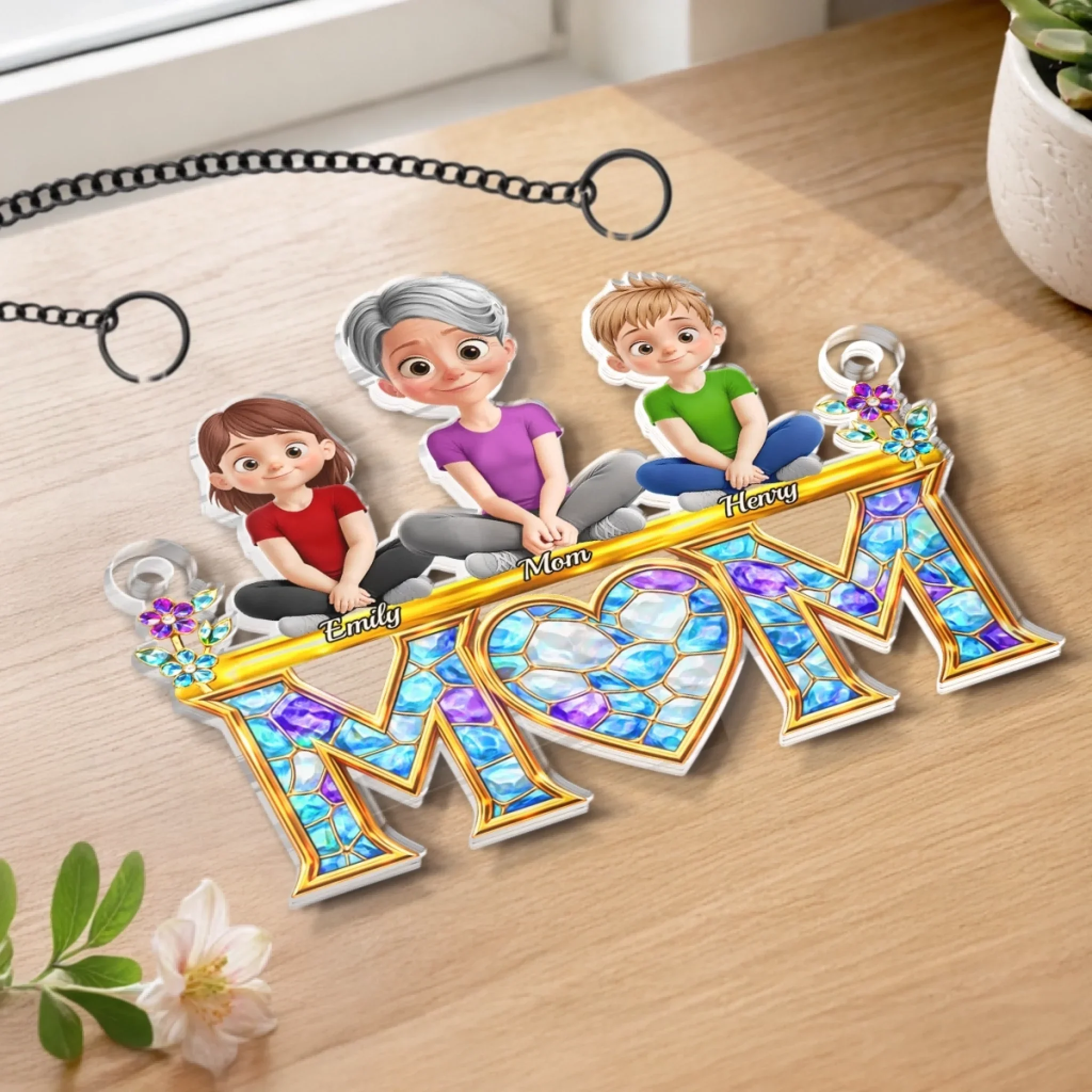 Custom Window Hanging Suncatcher Ornament - Personalized Mother's Day Birthday Gifts For Mom, Grandma - Mom, Our Sweetest Heart - Image 6