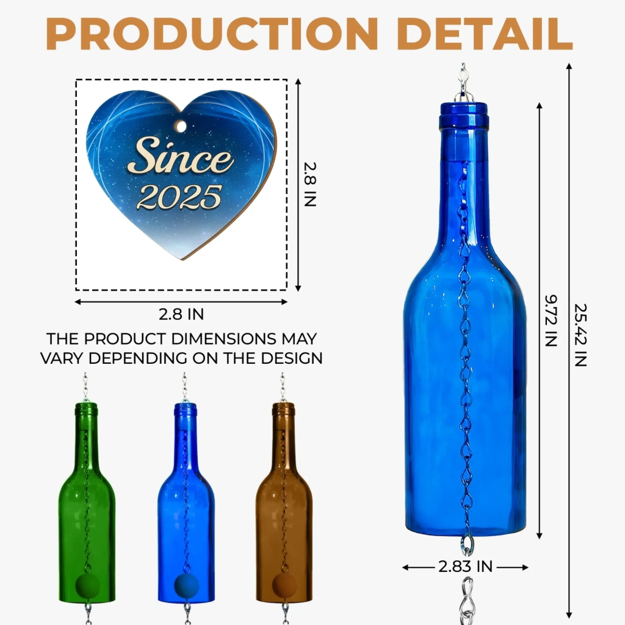 Custom Wine Bottle Wind Chime - Personalized Anniversary Wedding Gifts For Husband And Wife, Him And Her - Forever Begins With Us - Image 7