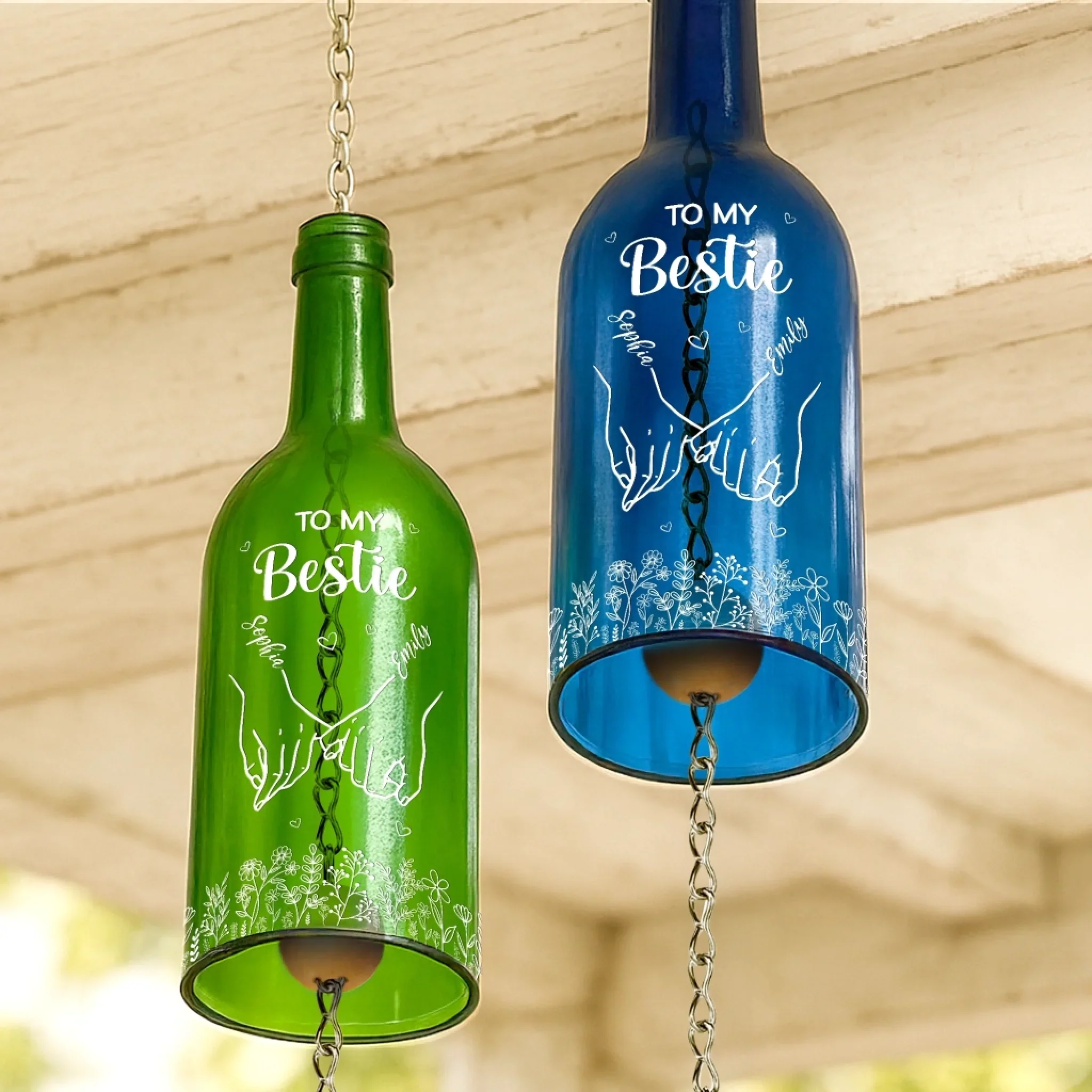 Custom Wine Bottle Wind Chime - Personalized Best Friend Birthday Gifts For Women, Besties, Sisters, BFF - You’re The Melody Of My Life - Image 5