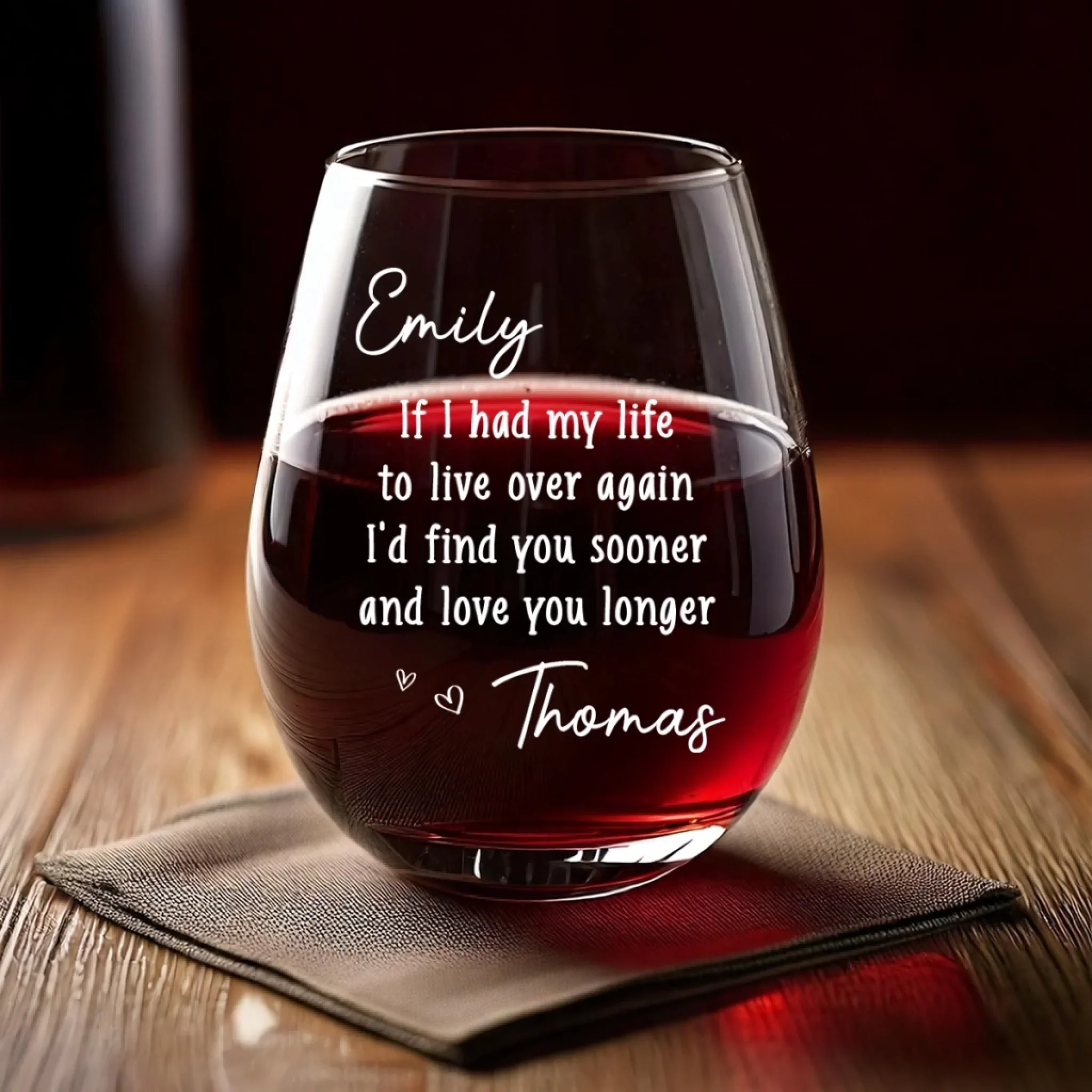 Custom Wine Glass - Personalized Anniversary Wedding Gifts For Husband And Wife, Him And Her - Another Year Same Love - Image 4