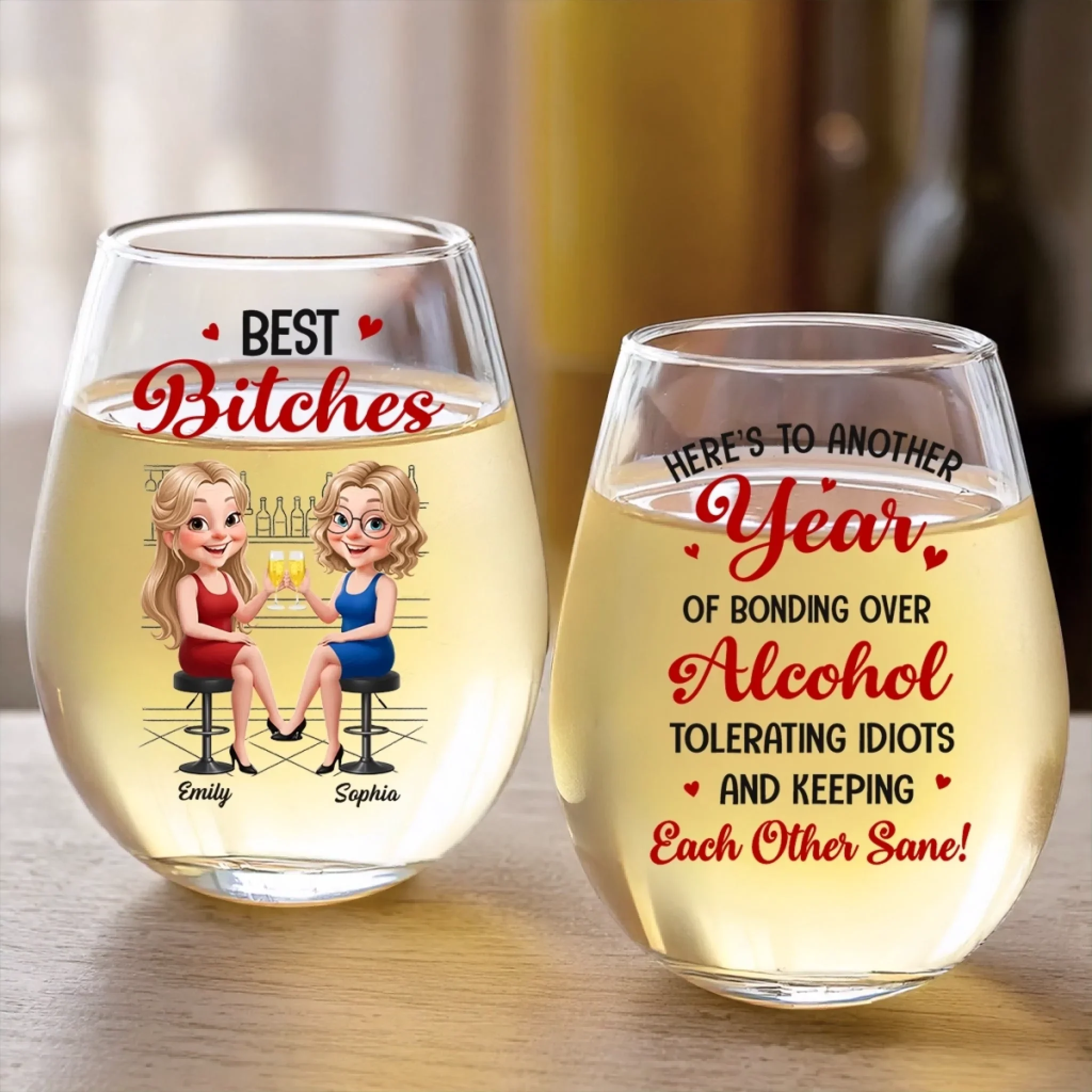 Custom Wine Glass - Personalized Best Friend Birthday Gifts For Women, Besties, Sisters, BFF - Vino Vibes Only - Image 4