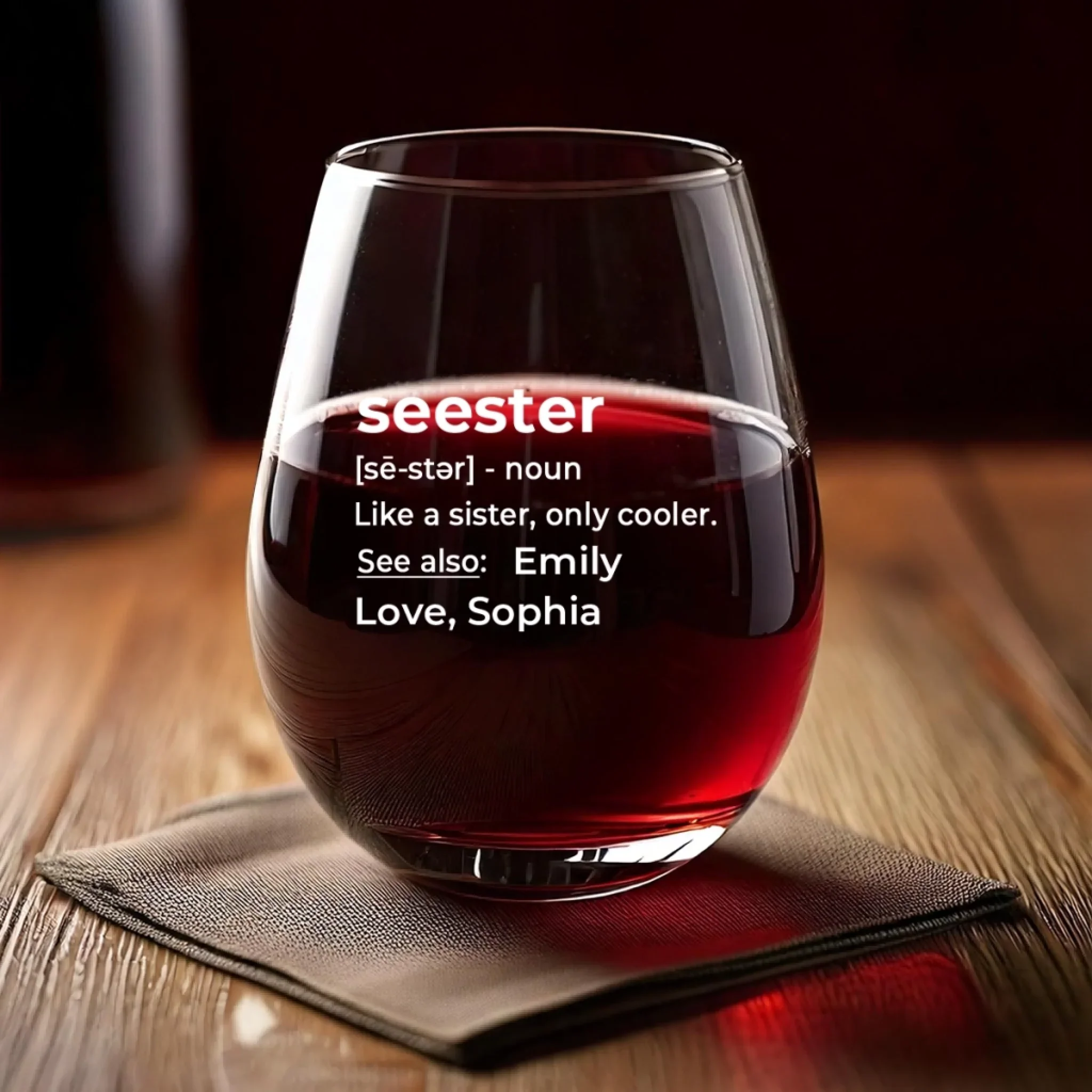 Custom Wine Glass - Personalized Best Friend Birthday Gifts For Women - Like A Sister, But With Extra Sass - Image 4