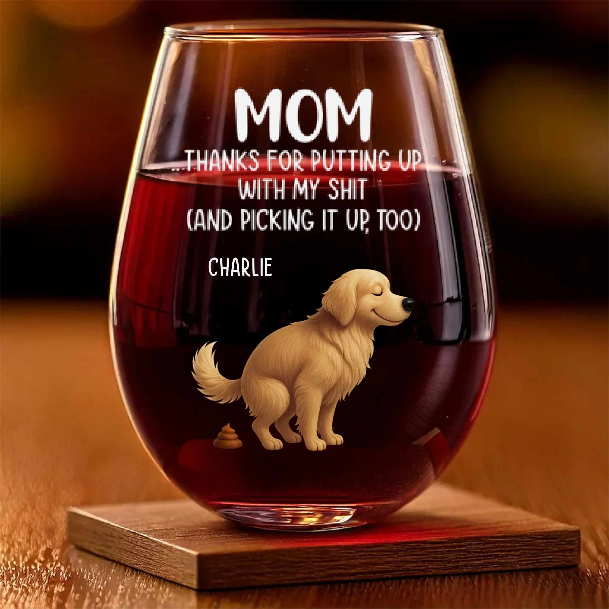 Custom Wine Glass - Personalized Birthday Gifts For Dog Lovers, Dog Dad And Mom - A Toast To Real Moms - Image 2