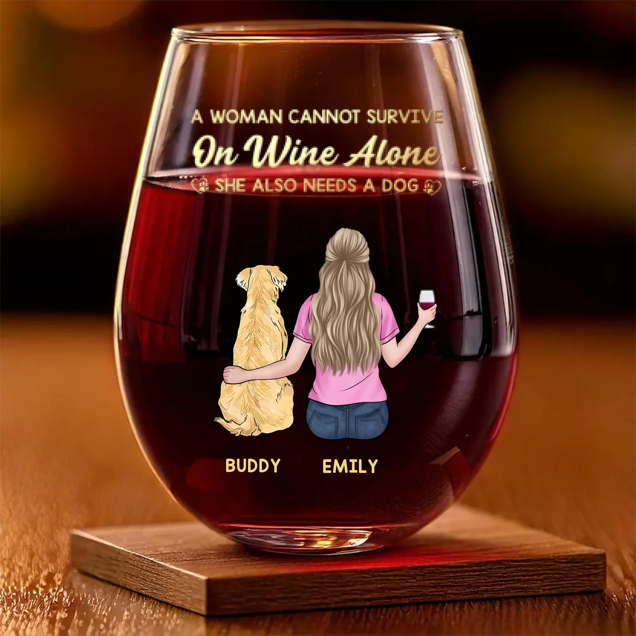 Custom Wine Glass - Personalized Birthday Gifts For Dog Lovers, Dog Dad And Mom - Cheers To Paws - Image 2