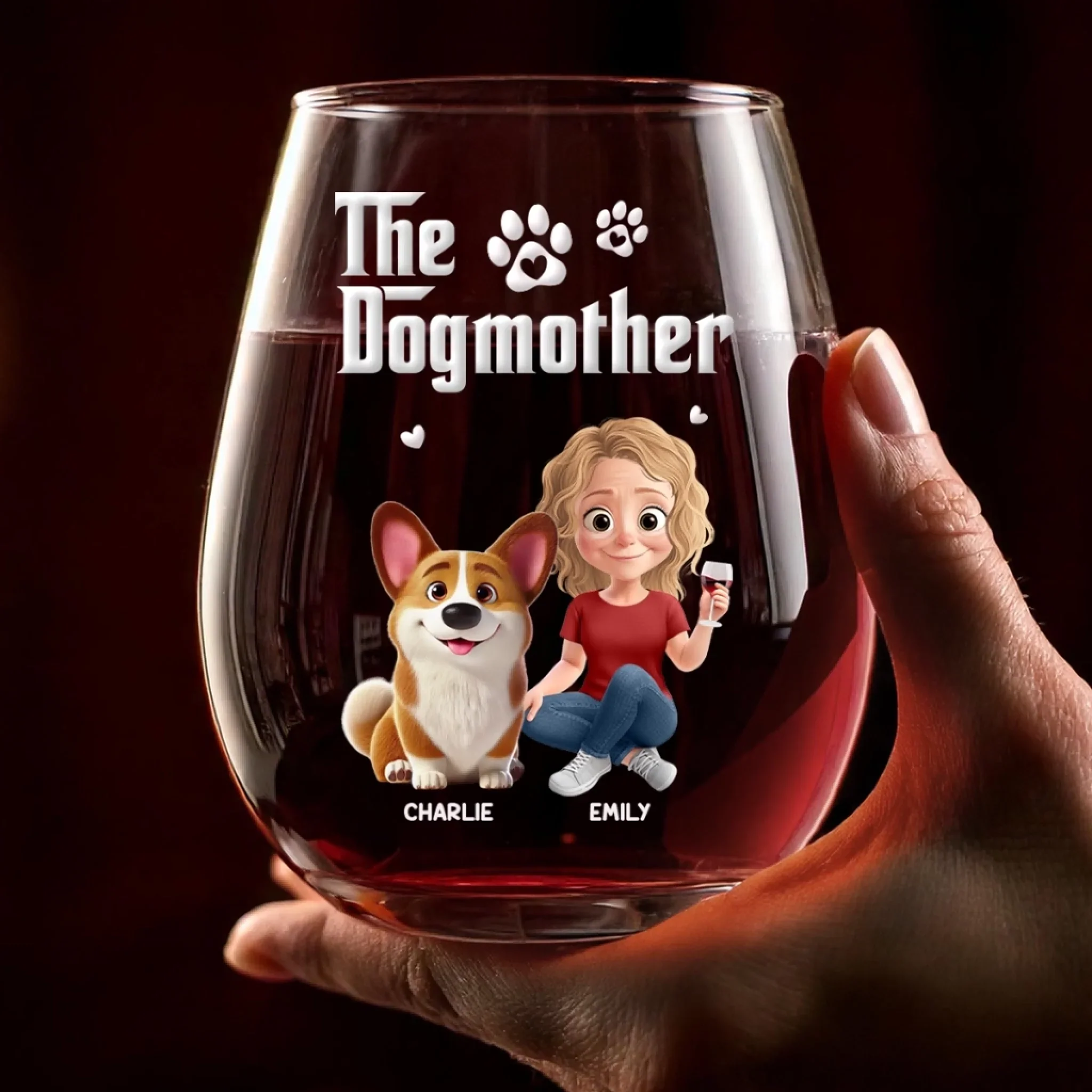 Custom Wine Glass - Personalized Birthday Gifts For Dog Lovers, Dog Dad And Mom - Pawfect Night - Image 3