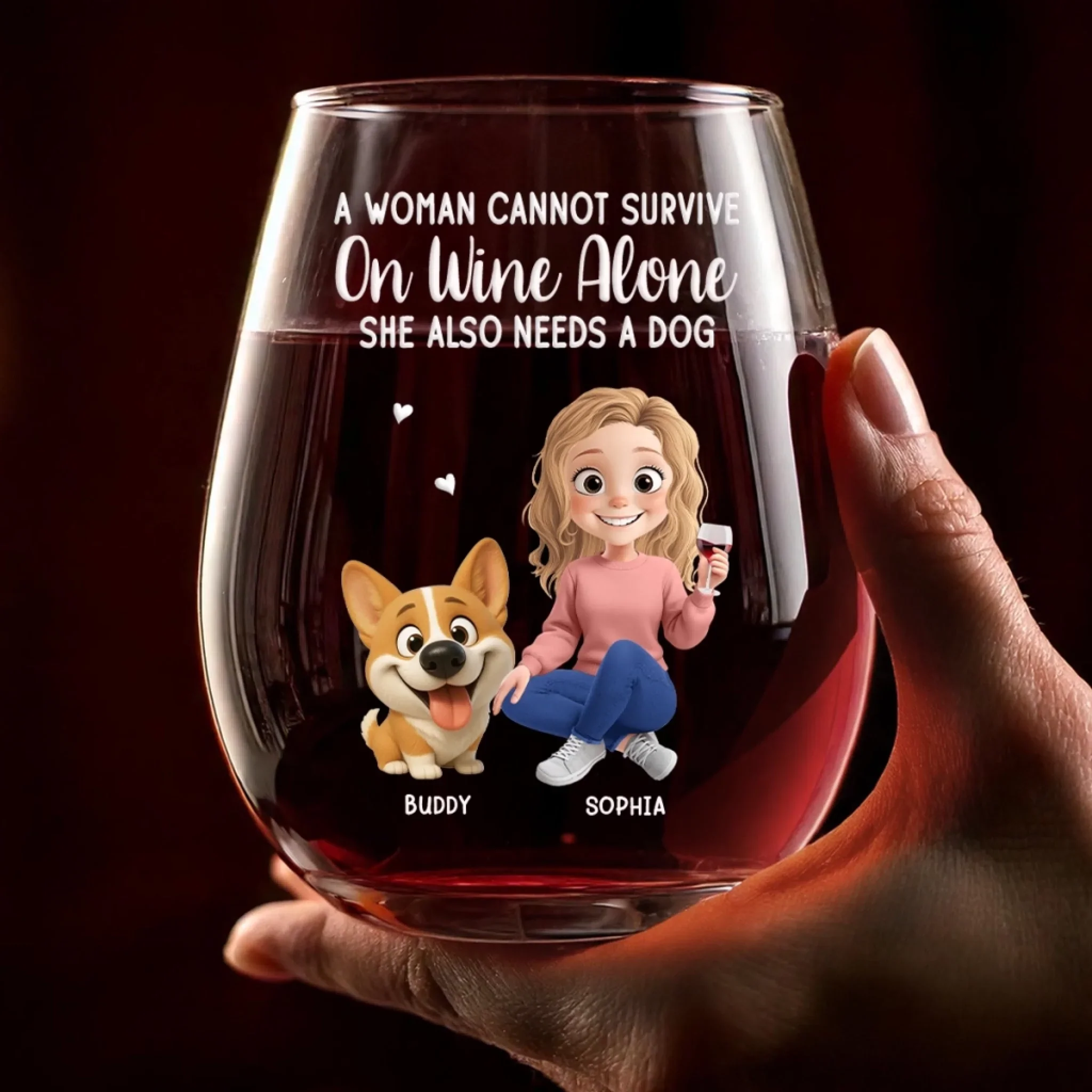 Custom Wine Glass - Personalized Birthday Gifts For Dog Lovers, Dog Dad And Mom - Fur Baby My Cheers - Image 3