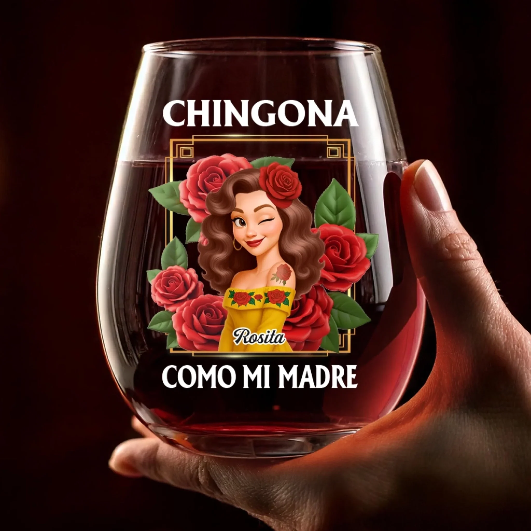 Custom Wine Glass - Personalized Hispanic Month Birthday Gifts For Hispanics And Latinos, Women - Chingona Energy Only - Image 3