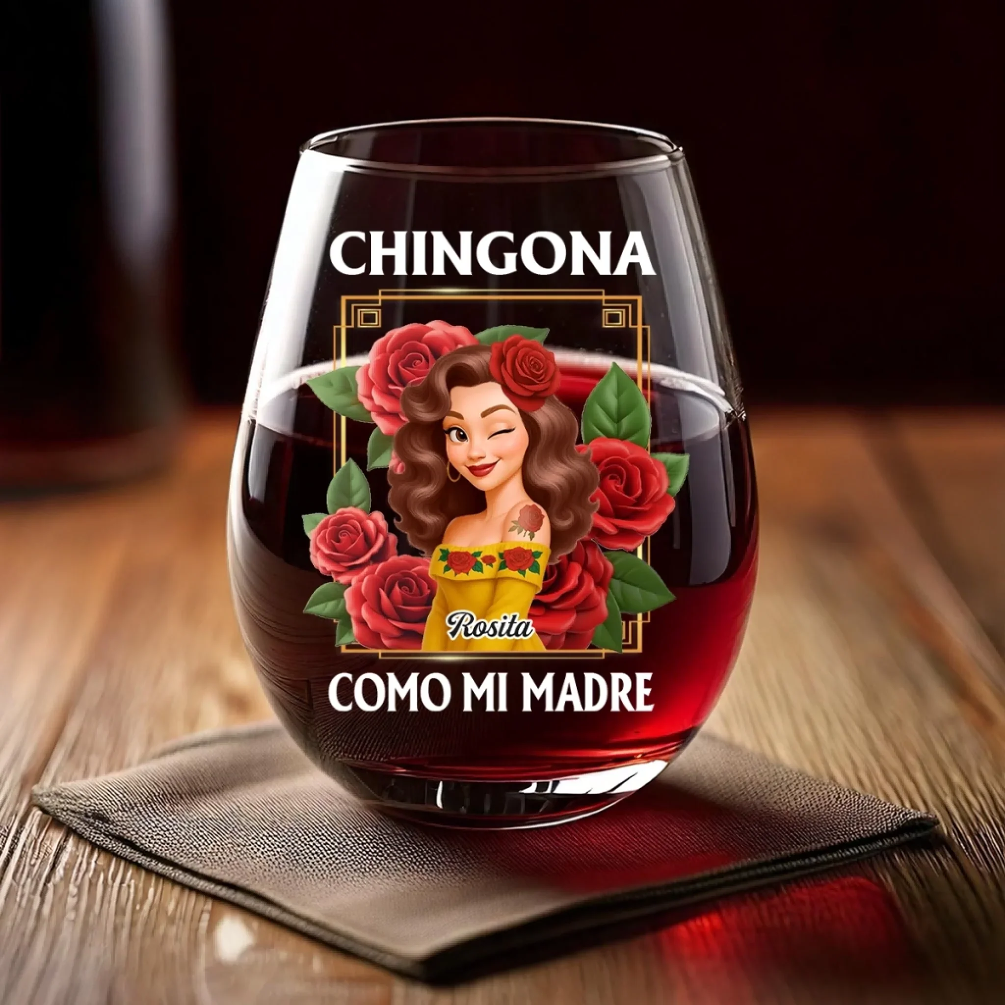Custom Wine Glass - Personalized Hispanic Month Birthday Gifts For Hispanics And Latinos, Women - Chingona Energy Only - Image 4