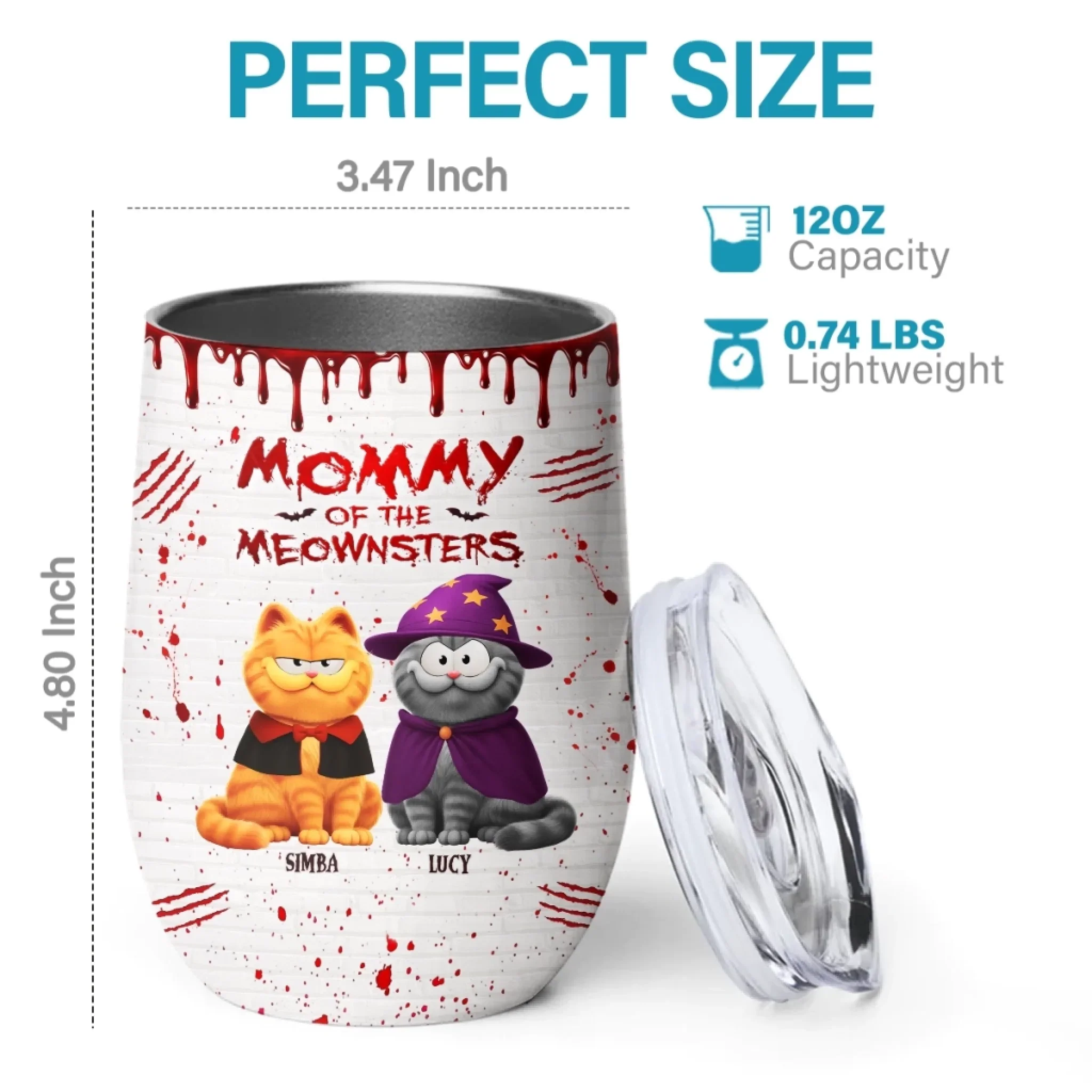 Custom Wine Tumbler - Personalized Halloween Birthday Gifts For Cat Lovers, Cat Mom And Dad - Cats Bring Mystery To Halloween Nights - Image 3