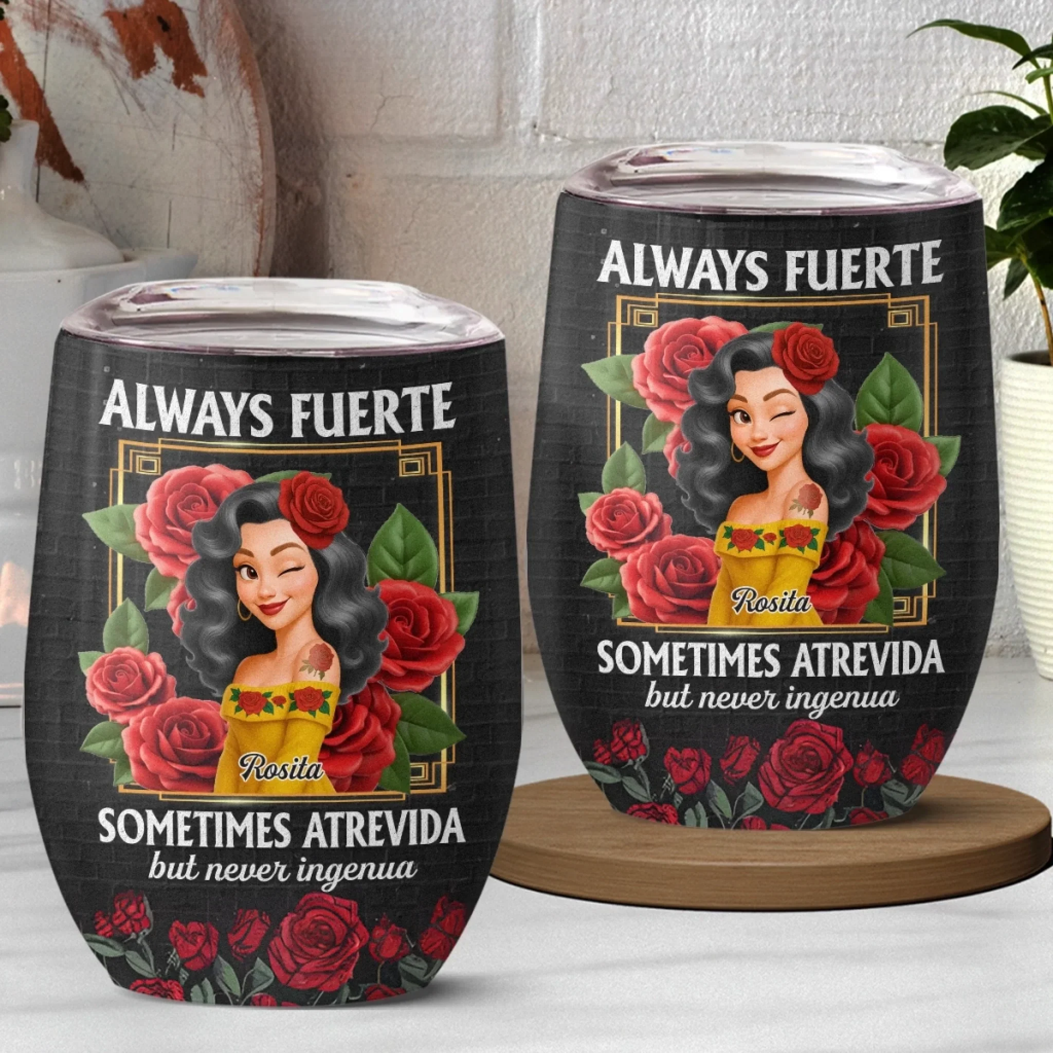 Custom Wine Tumbler - Personalized Hispanic Month Birthday Gifts For Hispanics And Latinos, Women - Beauty With Bite, Grace With Grit - Image 3