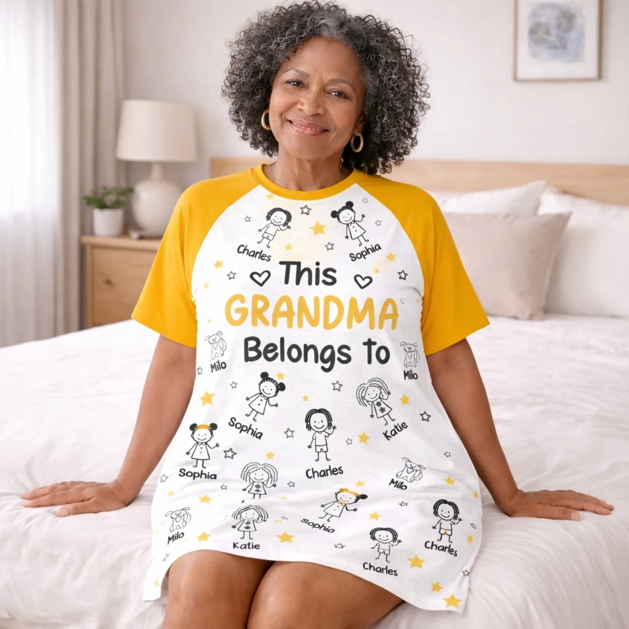 Custom Women's Sleep Tee - Personalized Birthday Gifts For Mom, Grandma - This Grandma Belongs To - Image 3