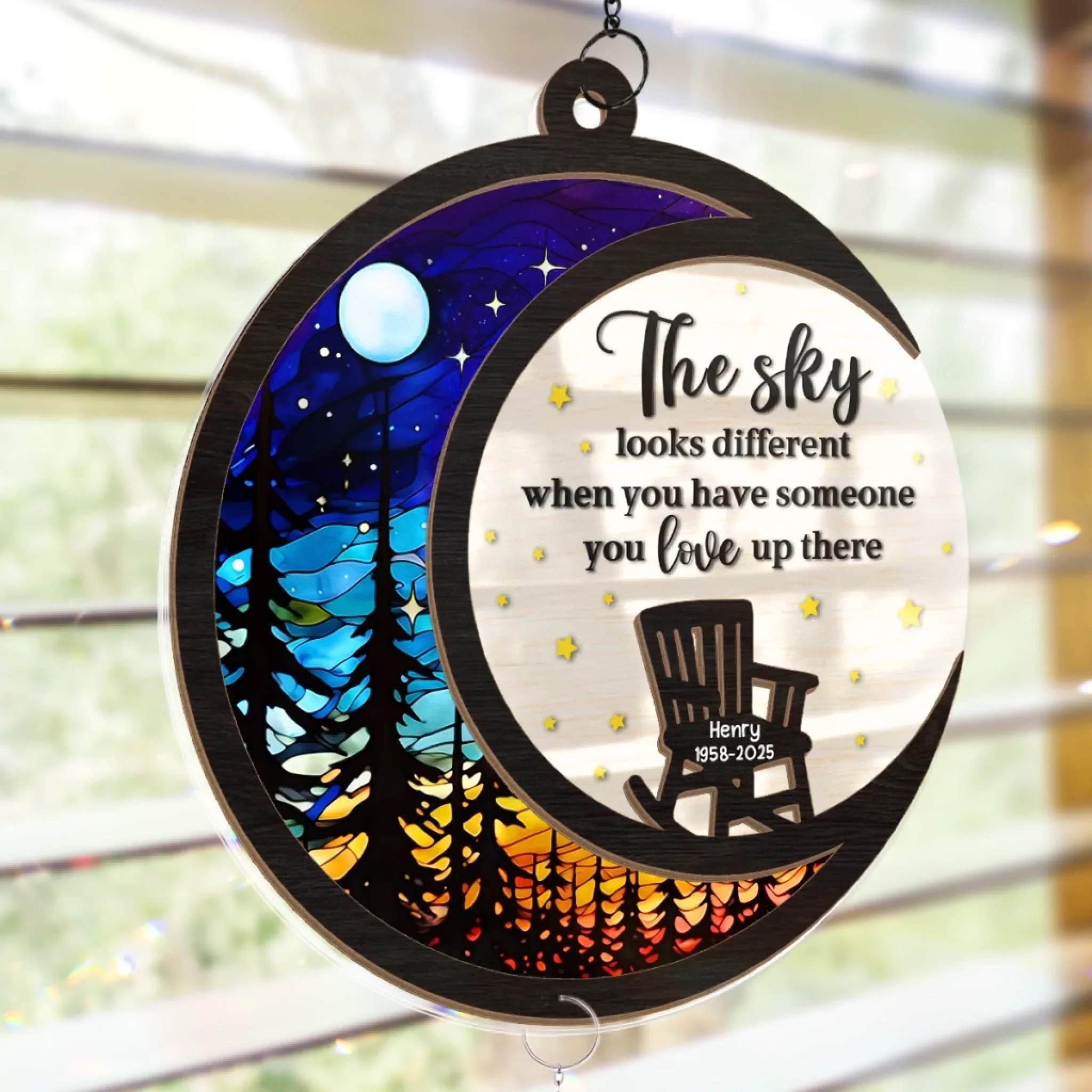 Custom Wood And Acrylic Suncatcher With Crystal Prism - Personalized Memorial Sympathy Gifts For Loss Of Mom, Dad - Forever In Our Loving Hearts - Image 4