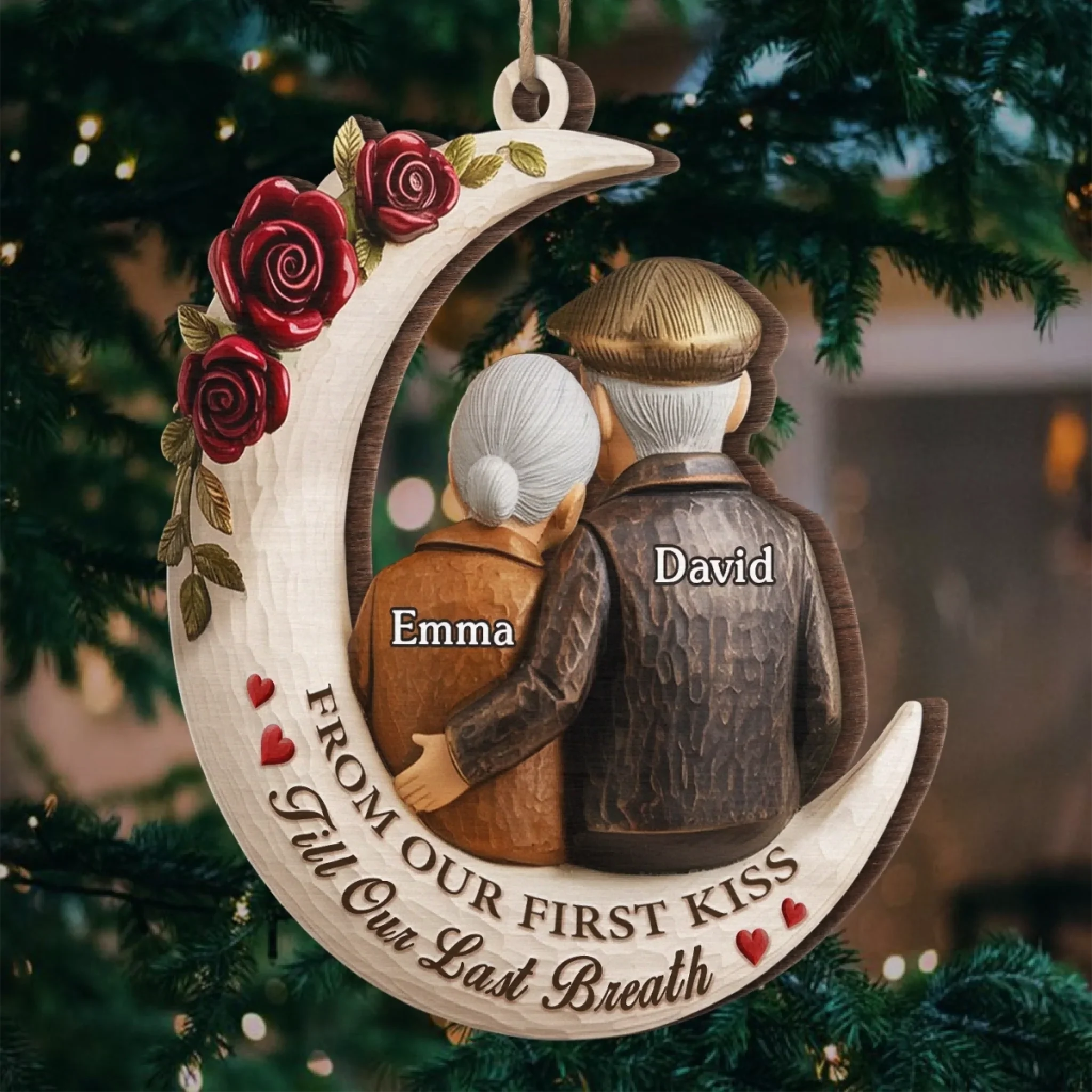Custom Wood Ornament - Personalized Anniversary Christmas Wedding Gifts For Husband And Wife, Him And Her - Growing Old Staying Gold - Image 5