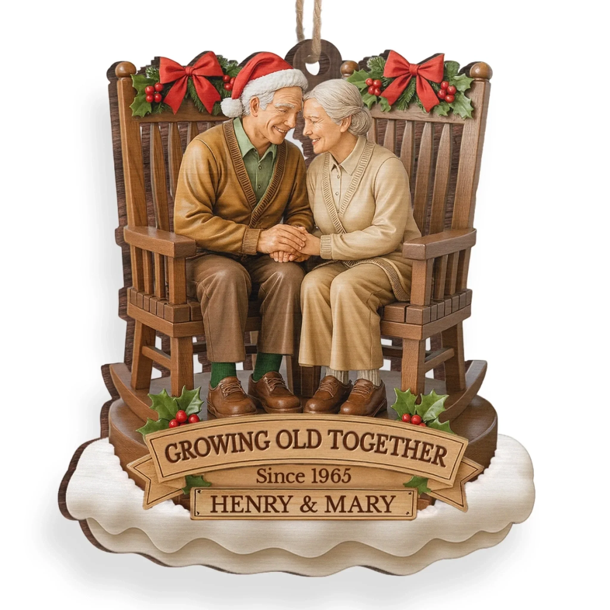 Custom Wood Ornament - Personalized Anniversary Christmas Wedding Gifts For Husband And Wife, Him And Her - Love Grows With The Years - Image 3