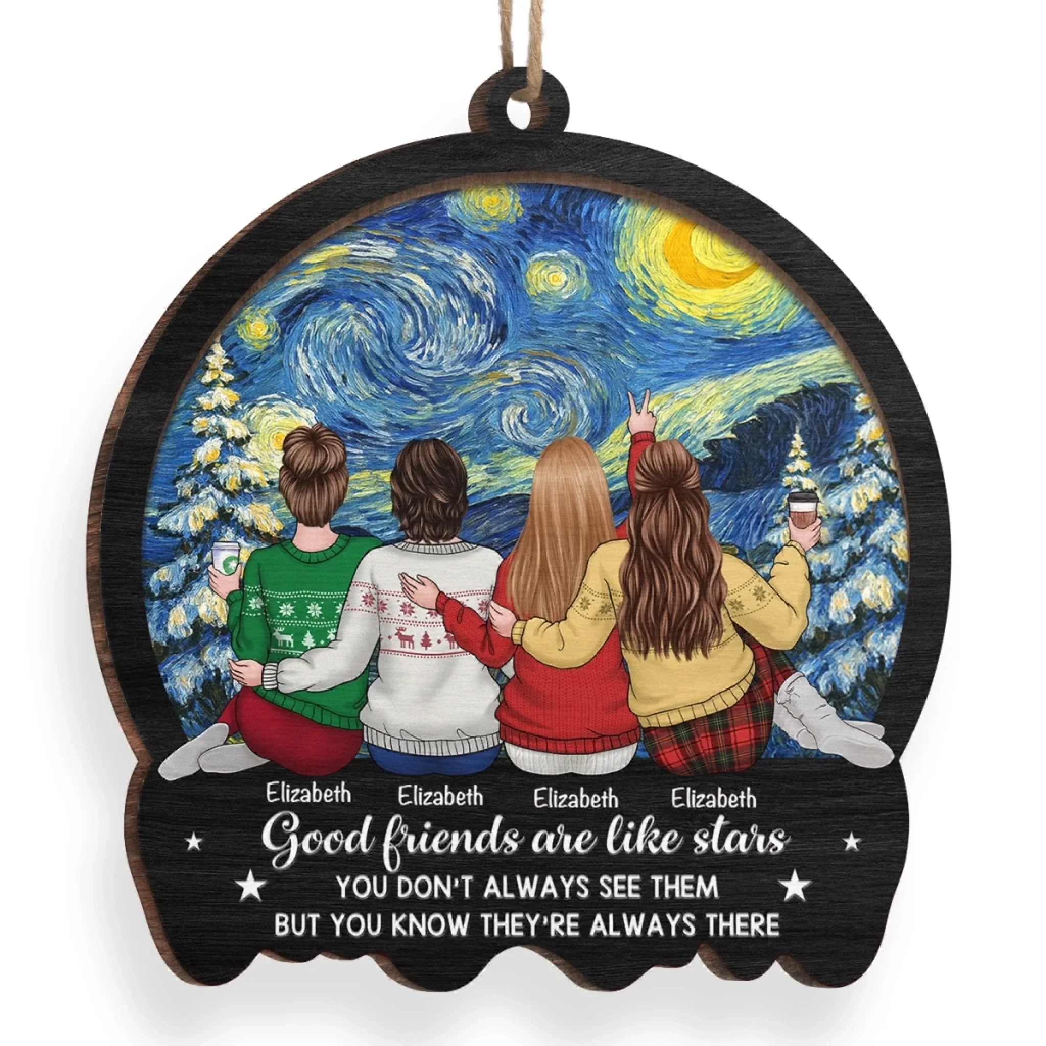 Custom Wood Ornament - Personalized Best Friend Christmas Birthday Gifts For Women, Besties, Sisters, BFF - Friends Until The Stars Fade - Image 3