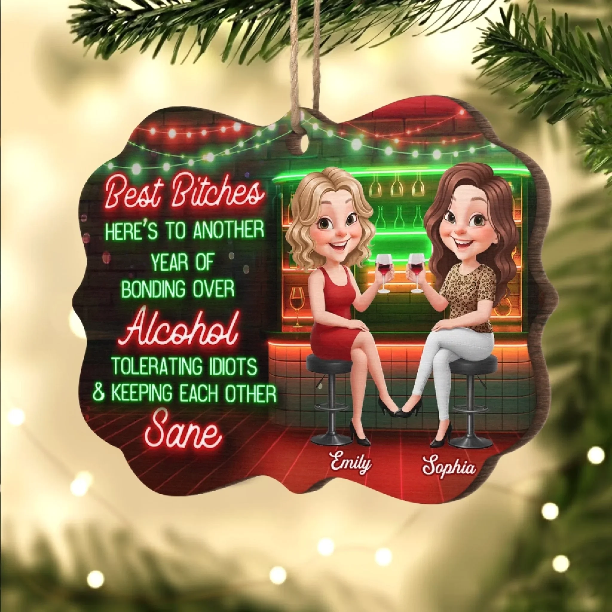 Custom Wood Ornament - Personalized Best Friend Christmas Birthday Gifts For Women, Besties, Sisters, BFF - Laughs That Last A Lifetime - Image 5