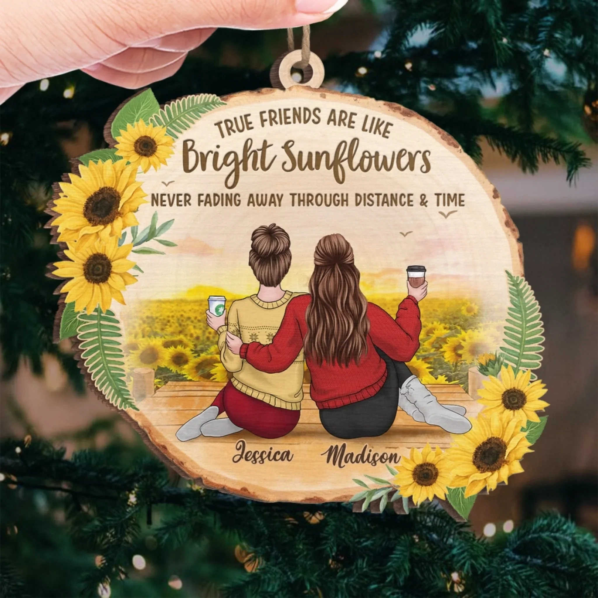 Custom Wood Ornament - Personalized Best Friend Christmas Birthday Gifts For Women, Besties, Sisters, BFF - Through Seasons Still Us - Image 4