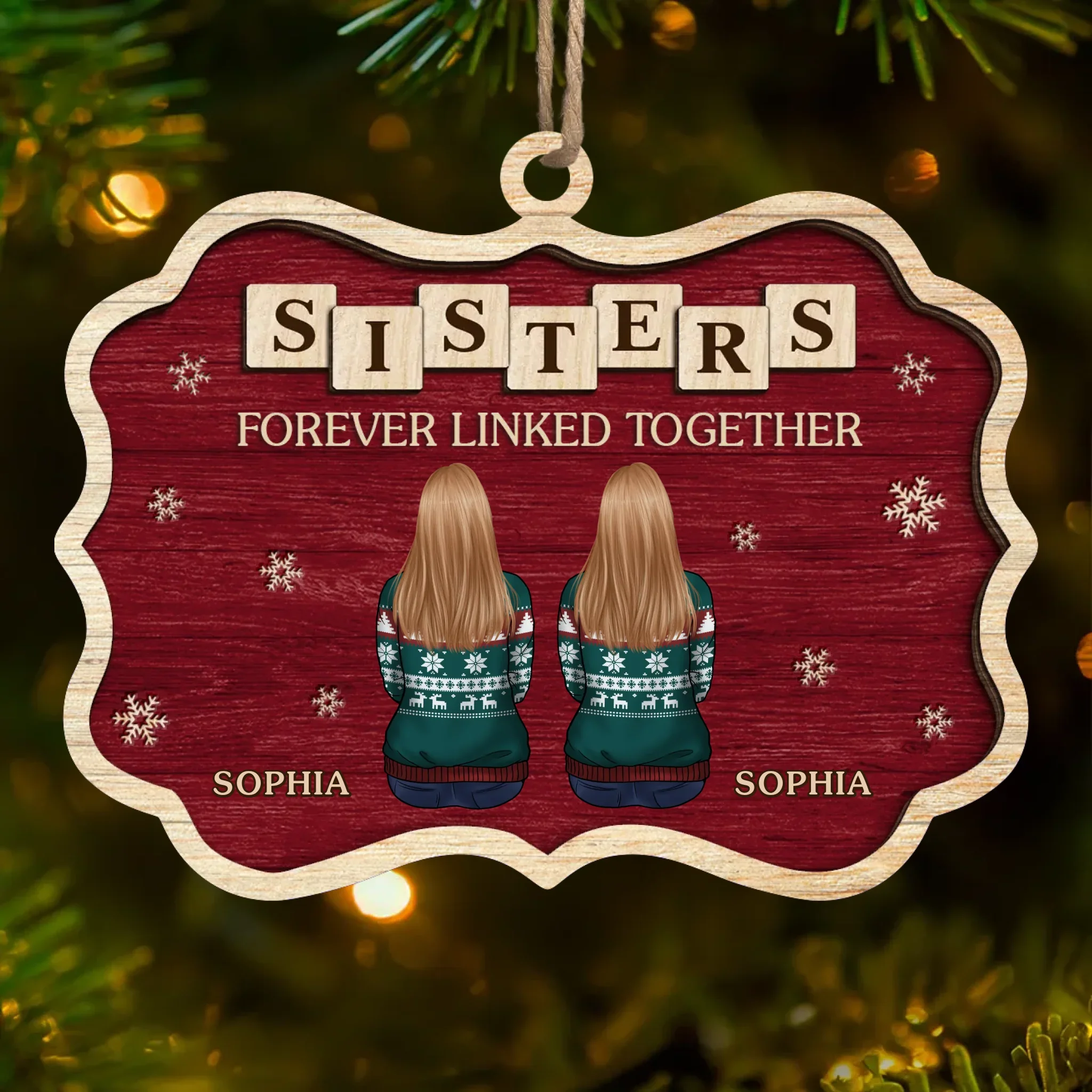 Custom Wood Ornament - Personalized Christmas Birthday Gifts For Brother, Sister - Forever Linked By Love - Image 2