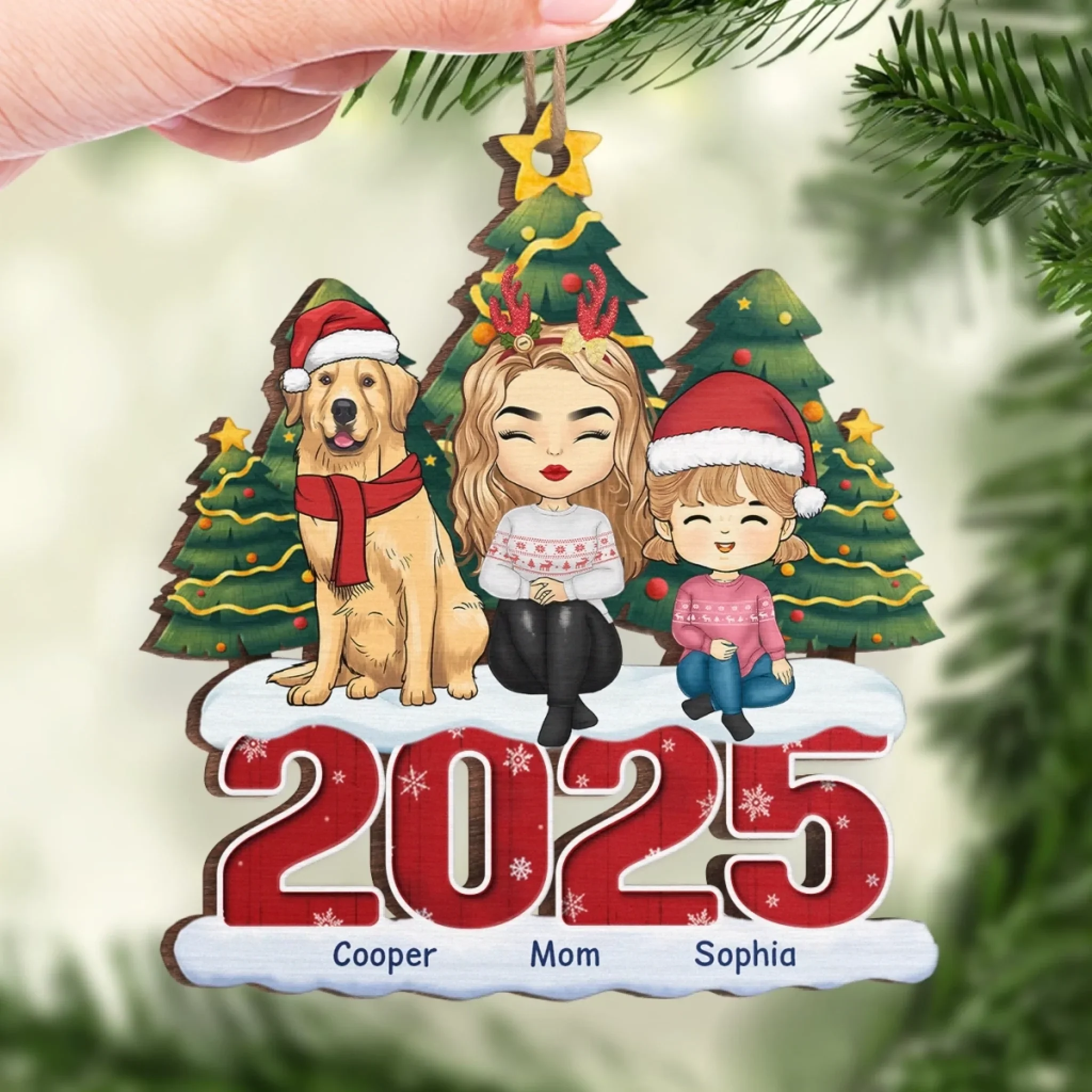 Custom Wood Ornament - Personalized Christmas Birthday Gifts For Family, Dog Cat Lovers - Love Wrapped In Fur - Image 4