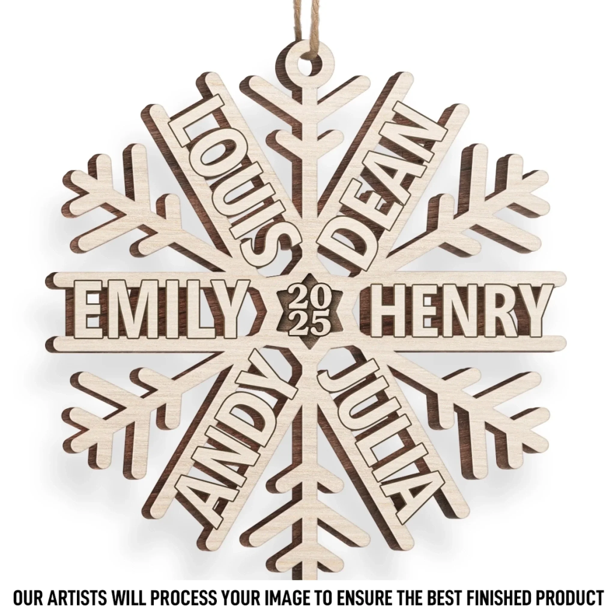 Custom Wood Ornament - Personalized Christmas Birthday Gifts For Mom, Dad, Kids - Snowed In With Love - Image 2