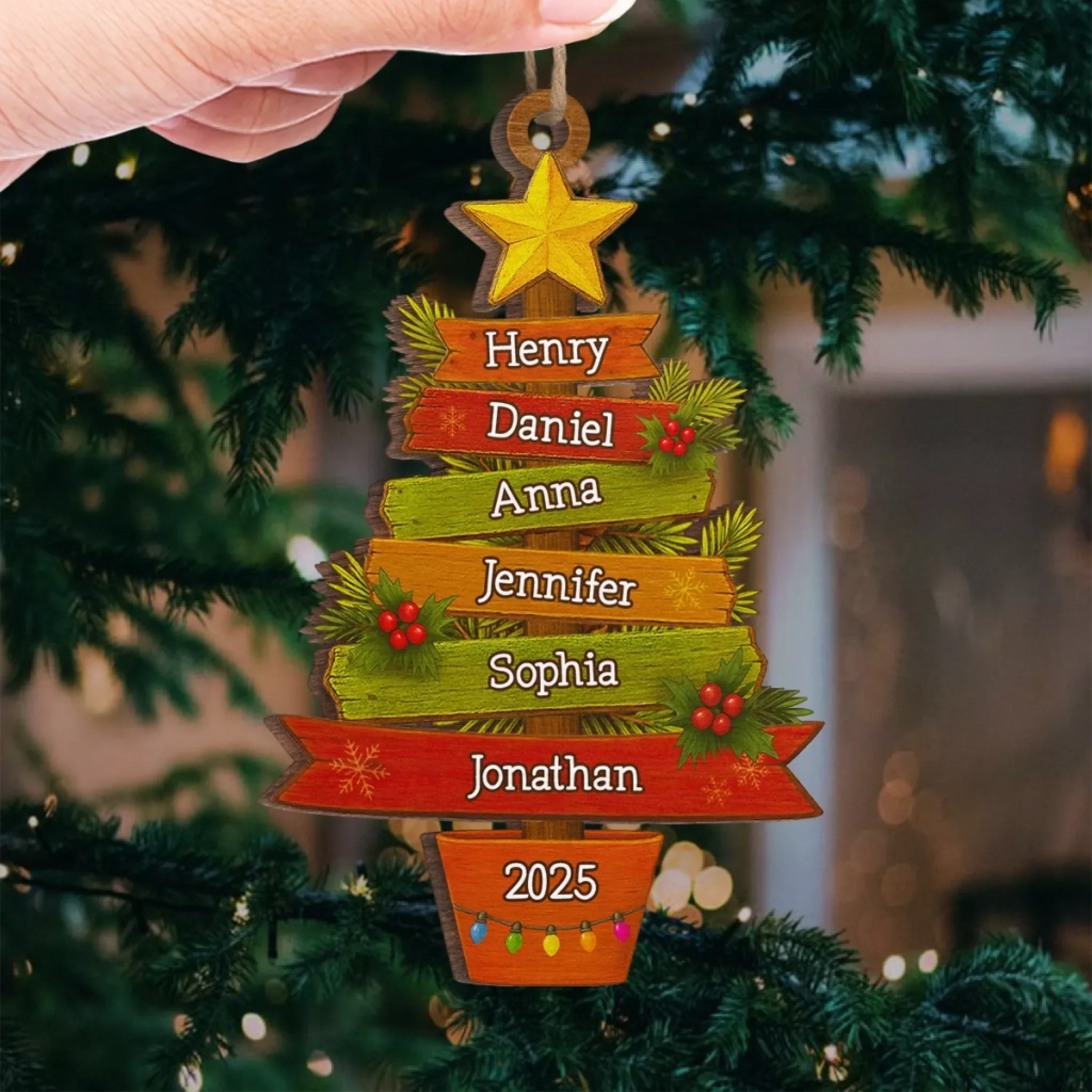 Custom Wood Ornament - Personalized Christmas Birthday Gifts For Mom, Dad, Kids - Spelling Love, Letter By Letter - Image 4