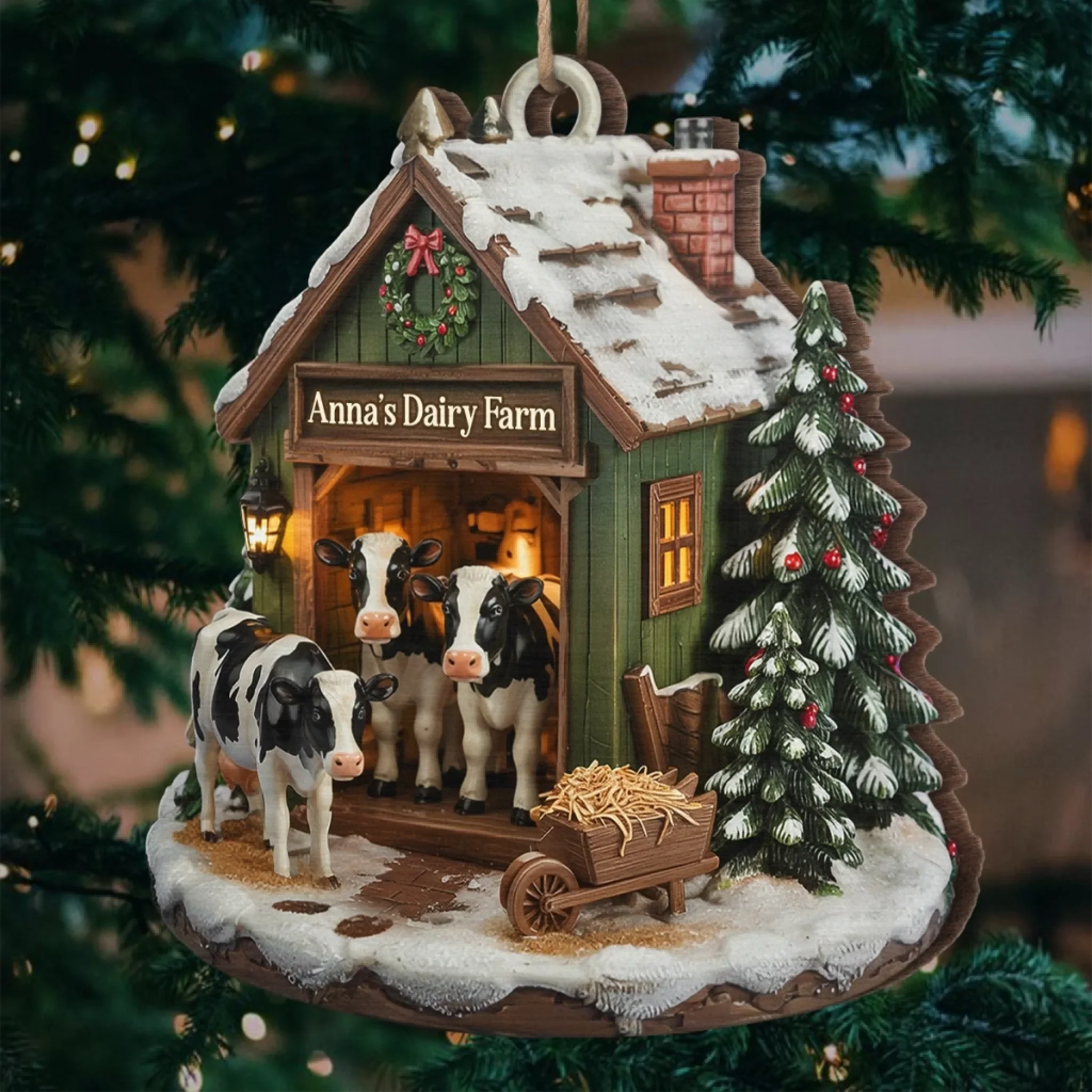 Custom Wood Ornament - Personalized Christmas Birthday Gifts For Women, Men - Moo Love, Moo Christmas - Image 5