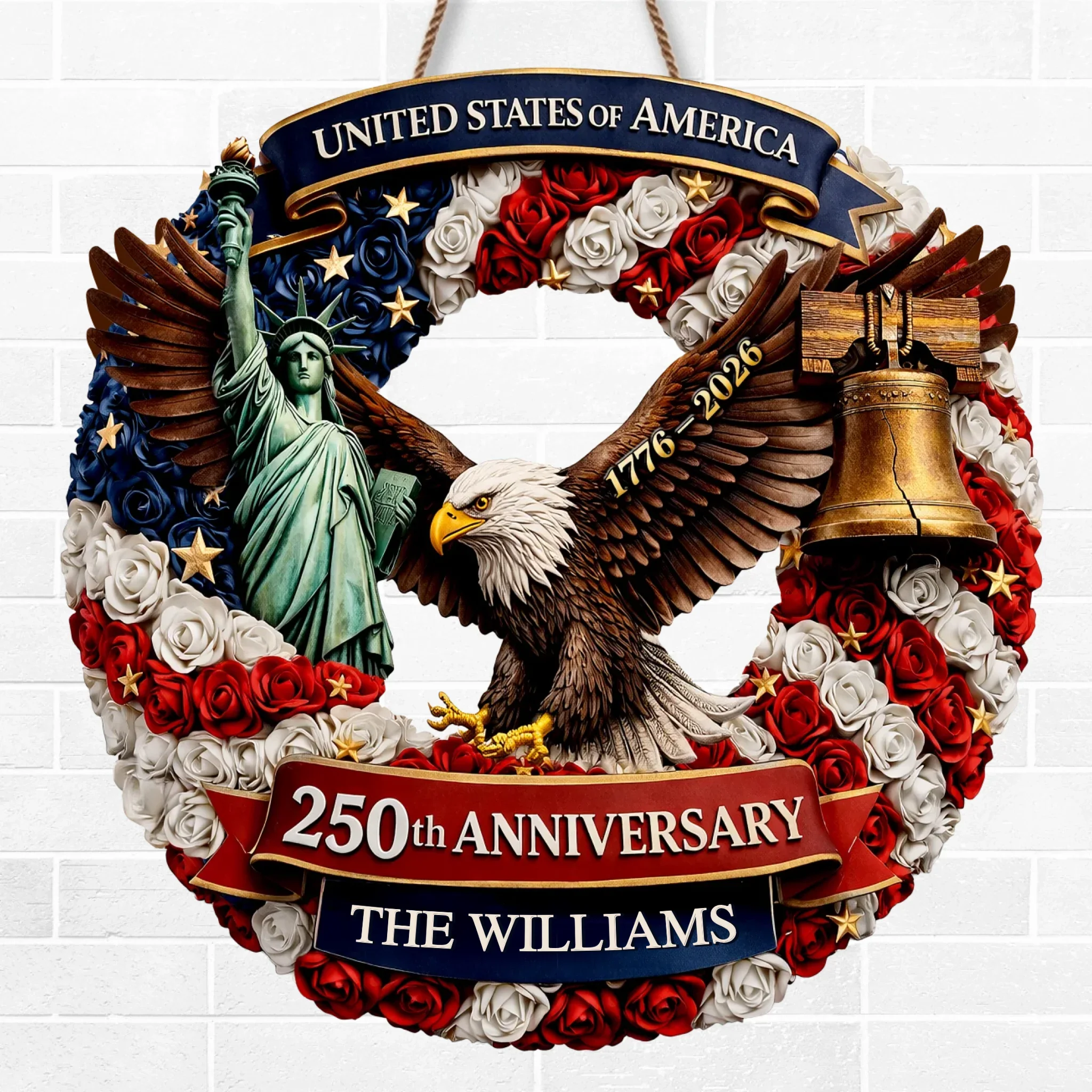 Custom Wood Sign - Personalized America 250th Anniversary Gifts For Mom, Dad, Brother, Sister, Kids - Freedom Lives In Us - Image 2