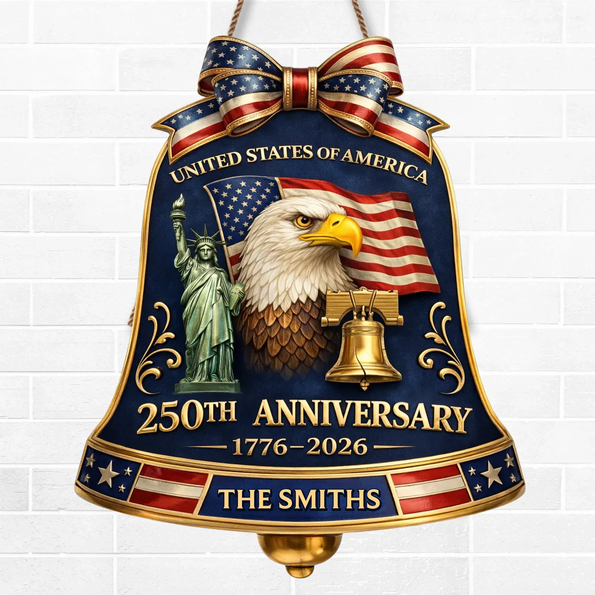 Custom Wood Sign - Personalized America 250th Anniversary Gifts For Mom, Dad, Brother, Sister, Kids - Freedom Unites Every Heart - Image 2