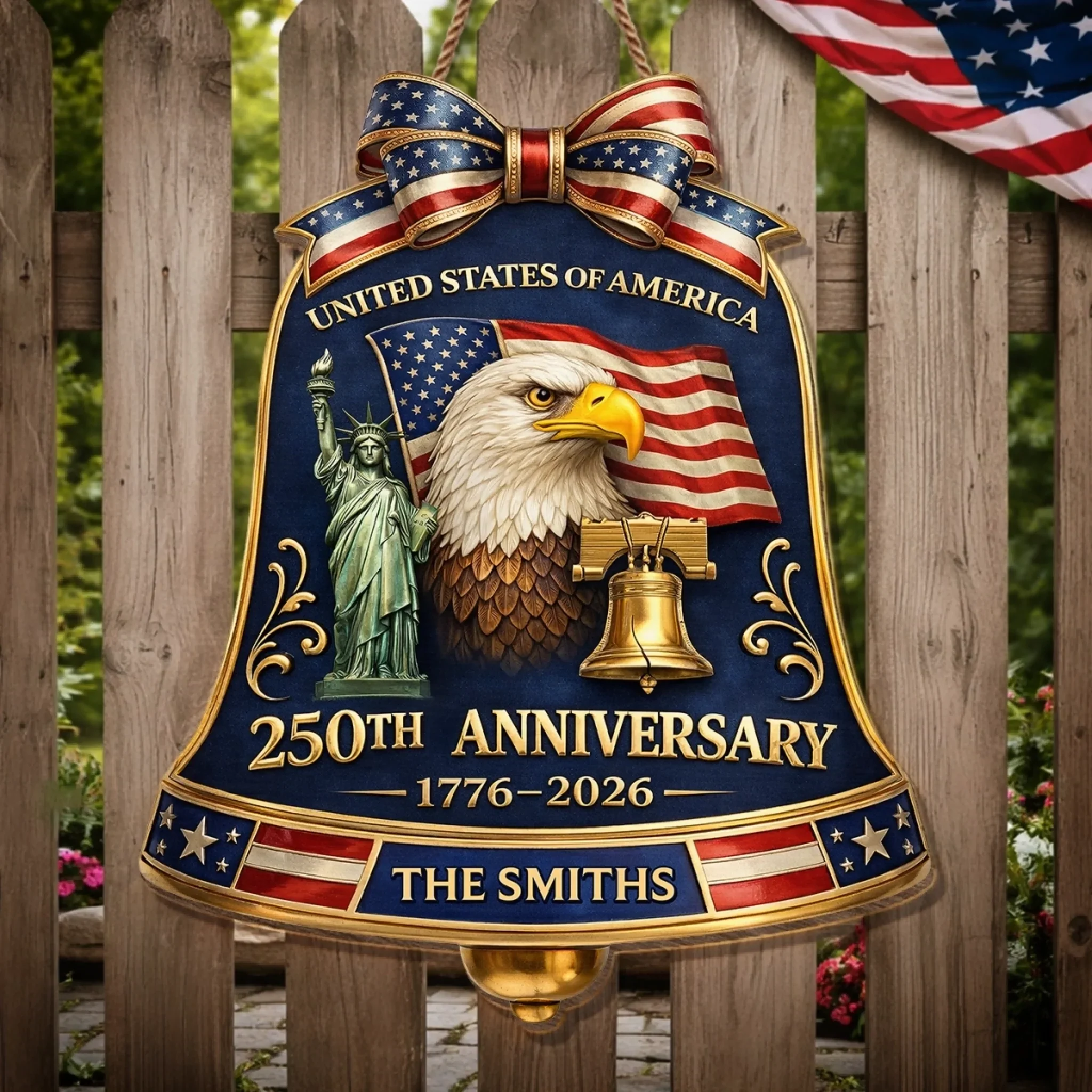 Custom Wood Sign - Personalized America 250th Anniversary Gifts For Mom, Dad, Brother, Sister, Kids - Freedom Unites Every Heart - Image 3