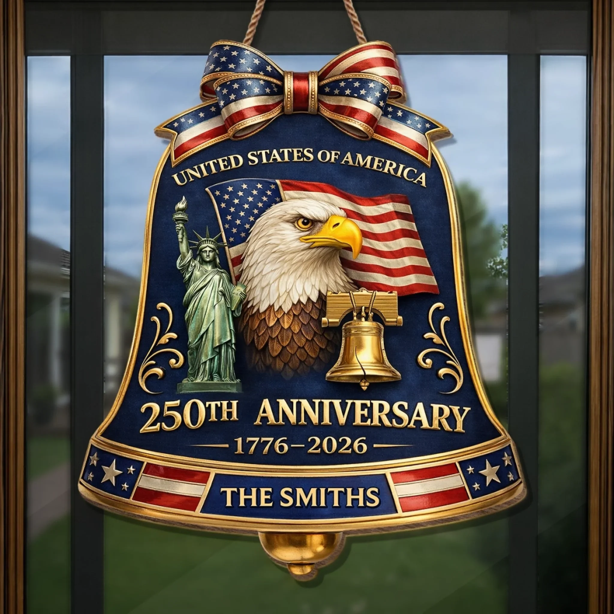 Custom Wood Sign - Personalized America 250th Anniversary Gifts For Mom, Dad, Brother, Sister, Kids - Freedom Unites Every Heart - Image 4