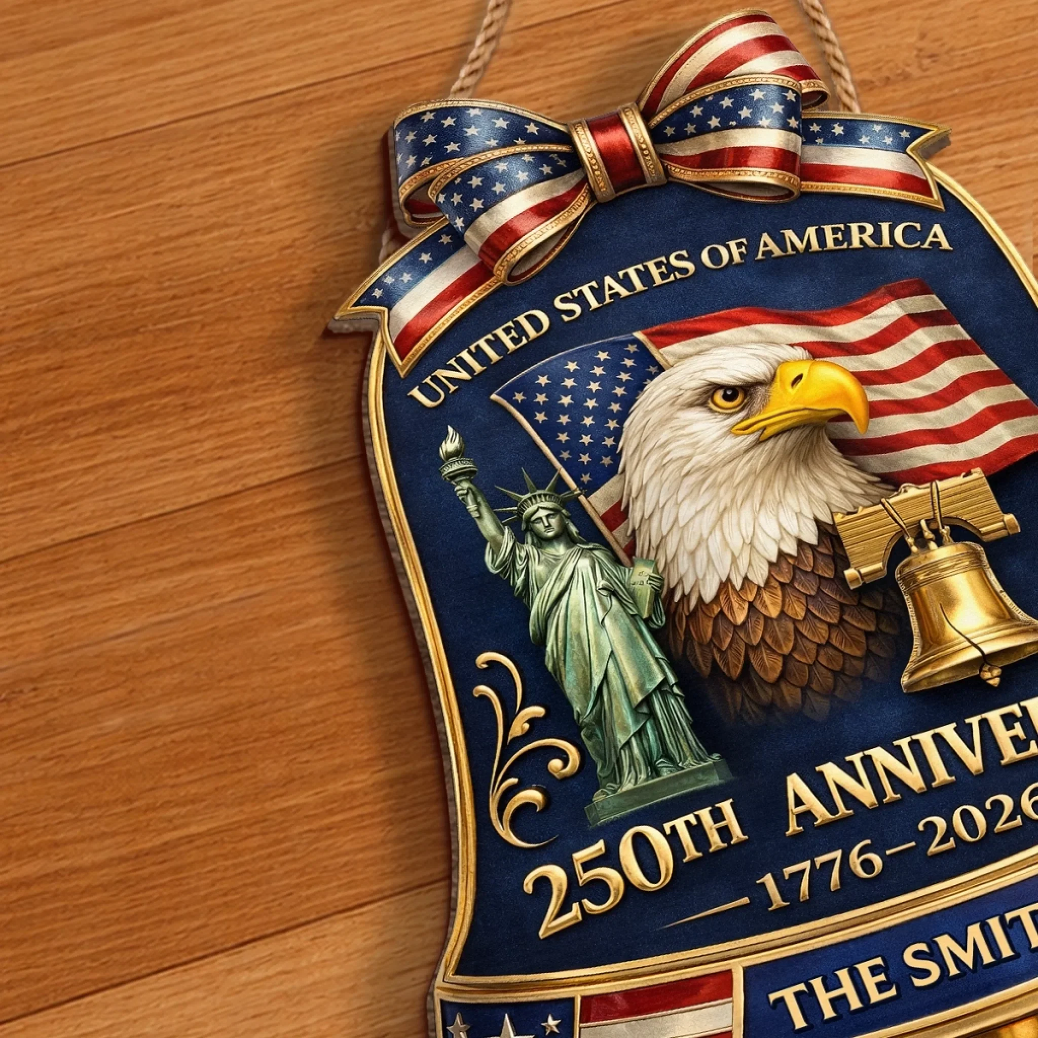 Custom Wood Sign - Personalized America 250th Anniversary Gifts For Mom, Dad, Brother, Sister, Kids - Freedom Unites Every Heart - Image 5