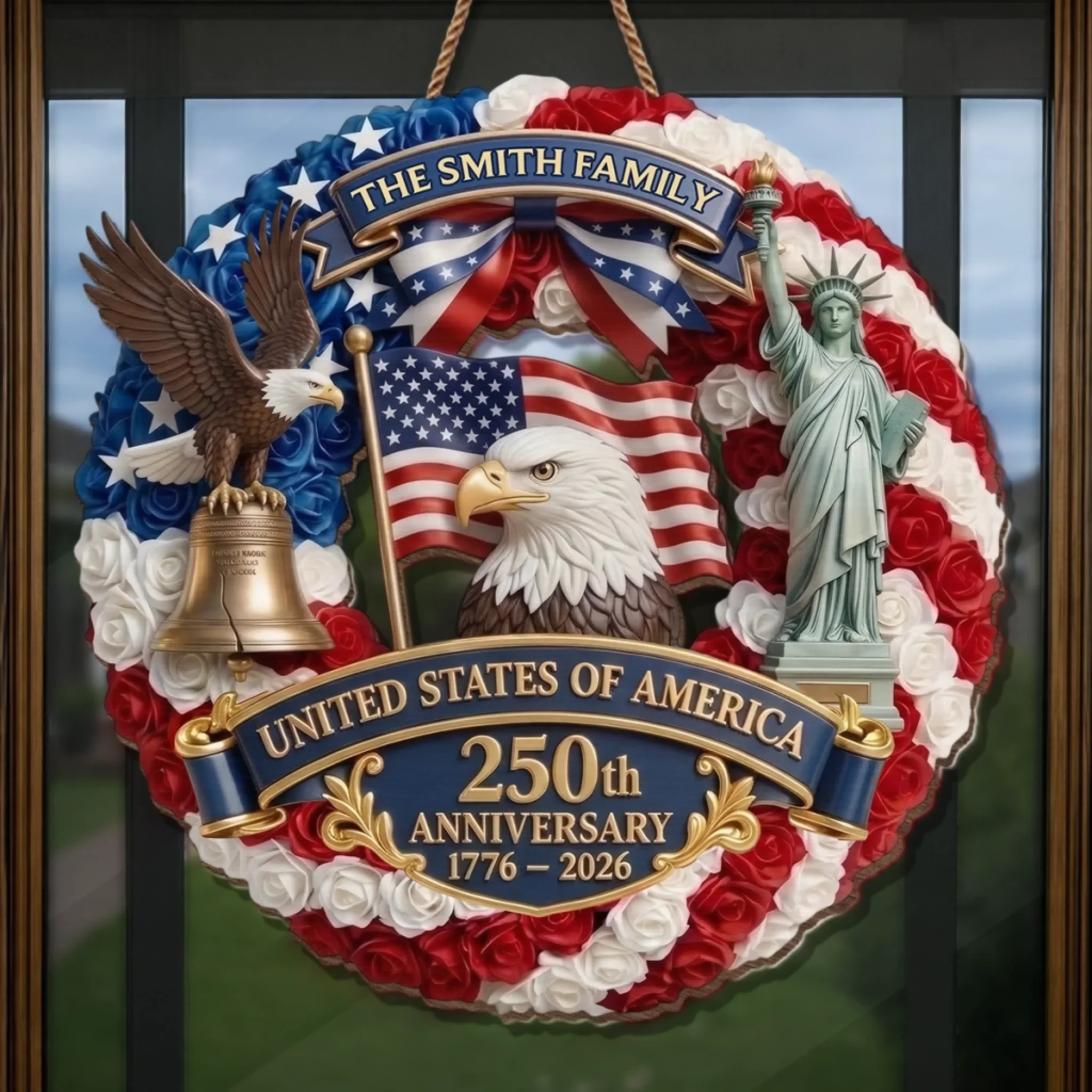 Custom Wood Sign - Personalized America 250th Anniversary Gifts For Mom, Dad, Brother, Sister, Kids - Proud American Family - Image 4