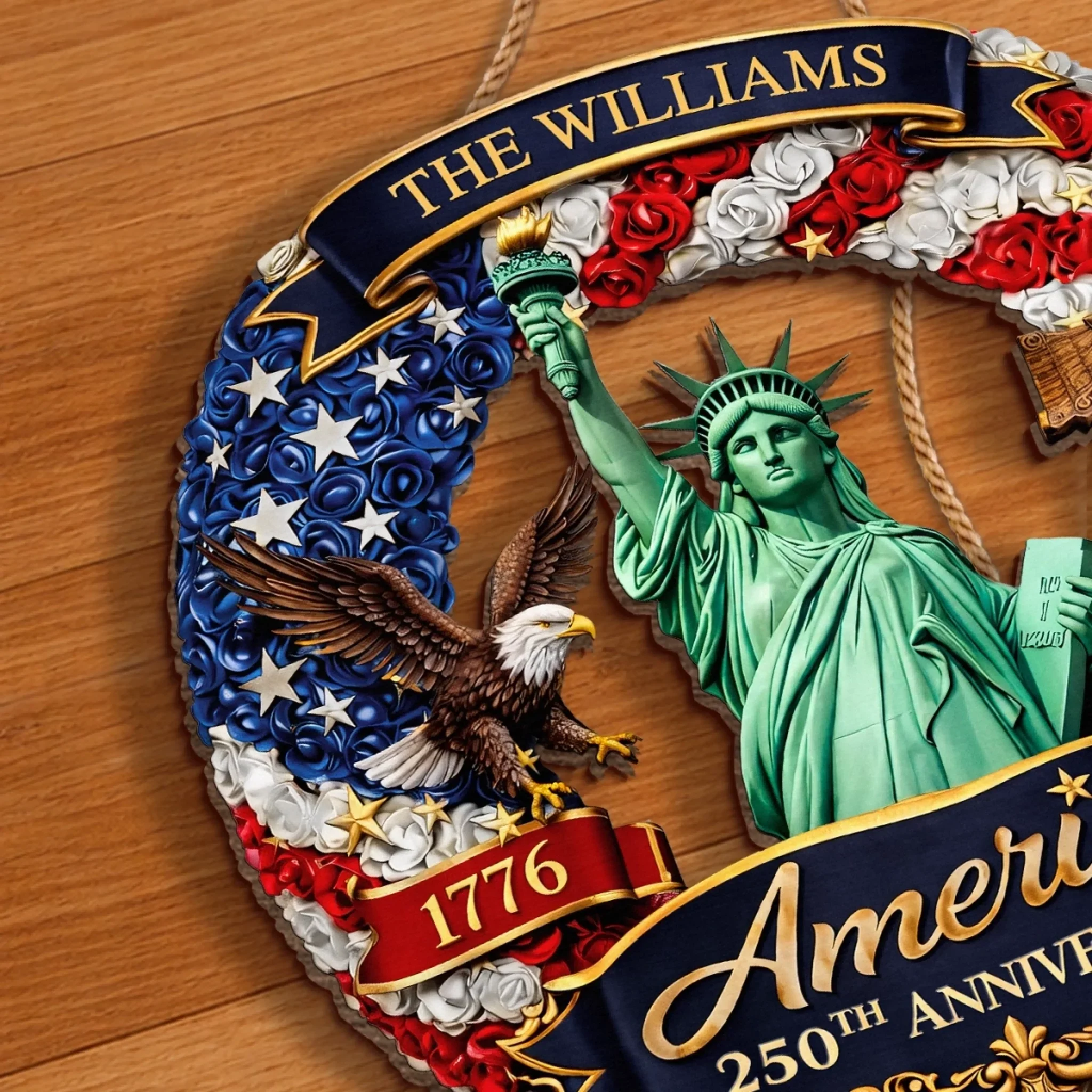 Custom Wood Sign - Personalized America 250th Anniversary Gifts For Mom, Dad, Brother, Sister, Kids - United In Freedom Since 1776 - Image 5