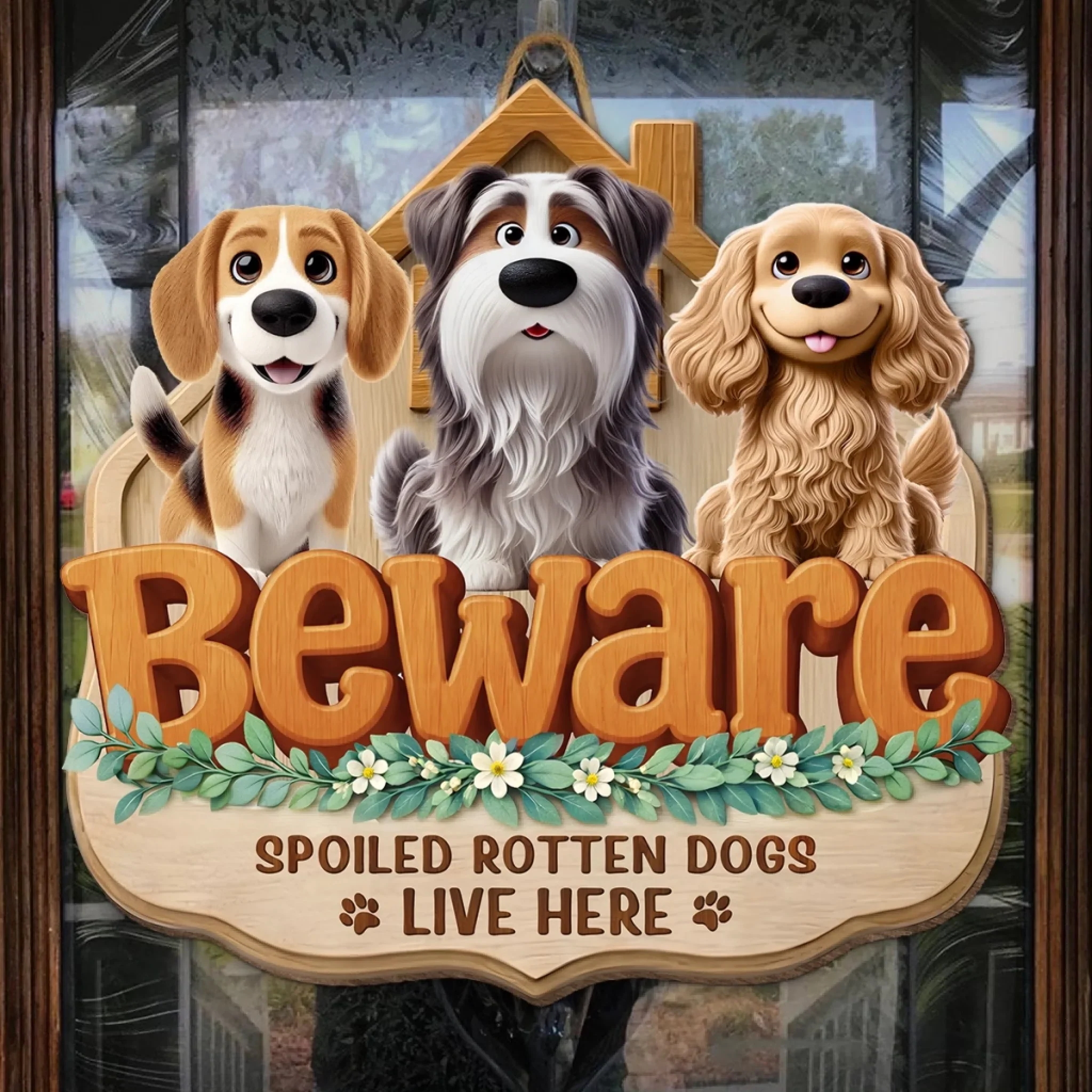 Custom Wood Sign - Personalized Birthday Gifts For Dog Cat Lovers, Dog Dad And Mom, Cat Owners - Beware Of Spoiled Dogs - Image 4