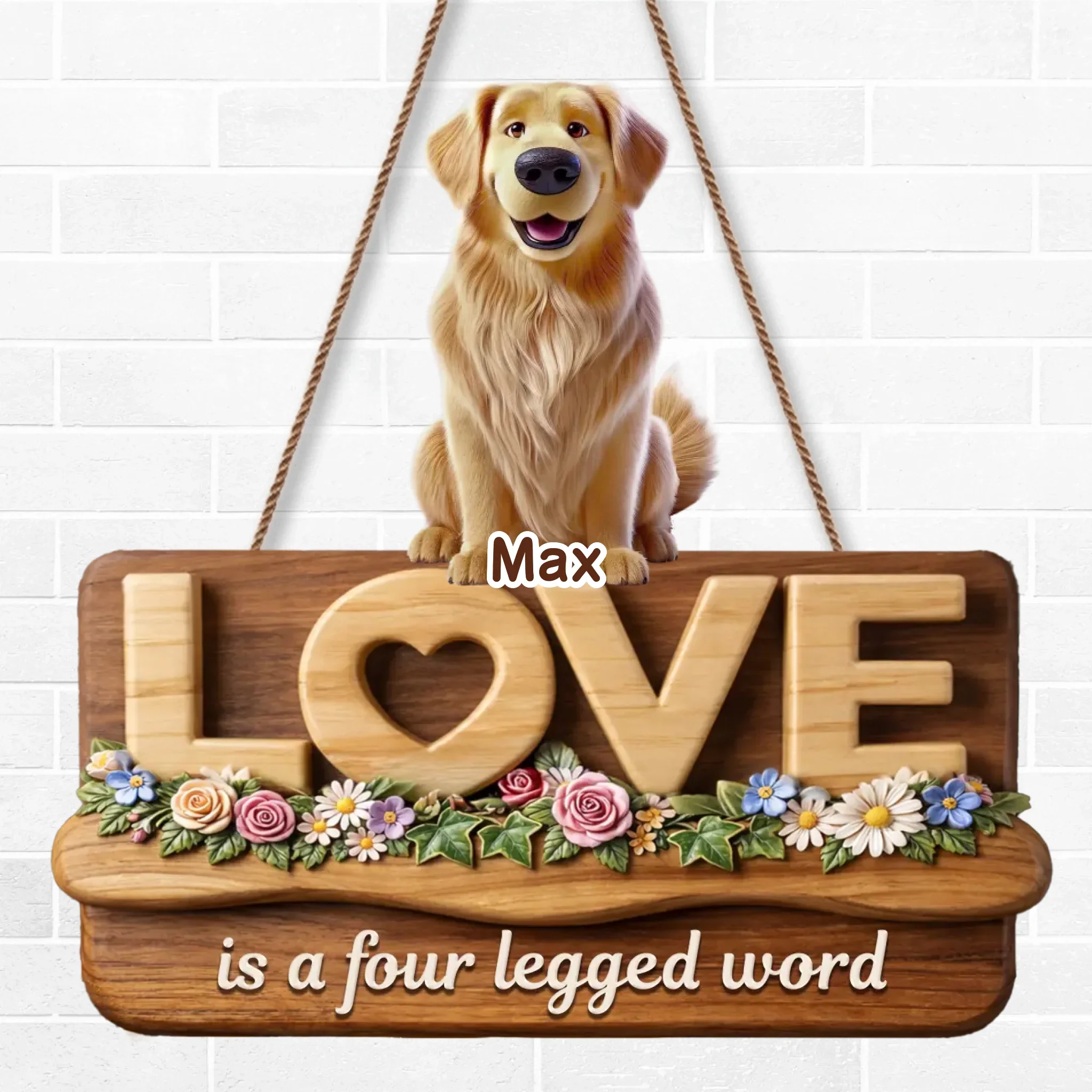 Custom Wood Sign - Personalized Birthday Gifts For Dog Cat Lovers, Dog Dad And Mom, Cat Owners - Happiness Comes Furry - Image 2