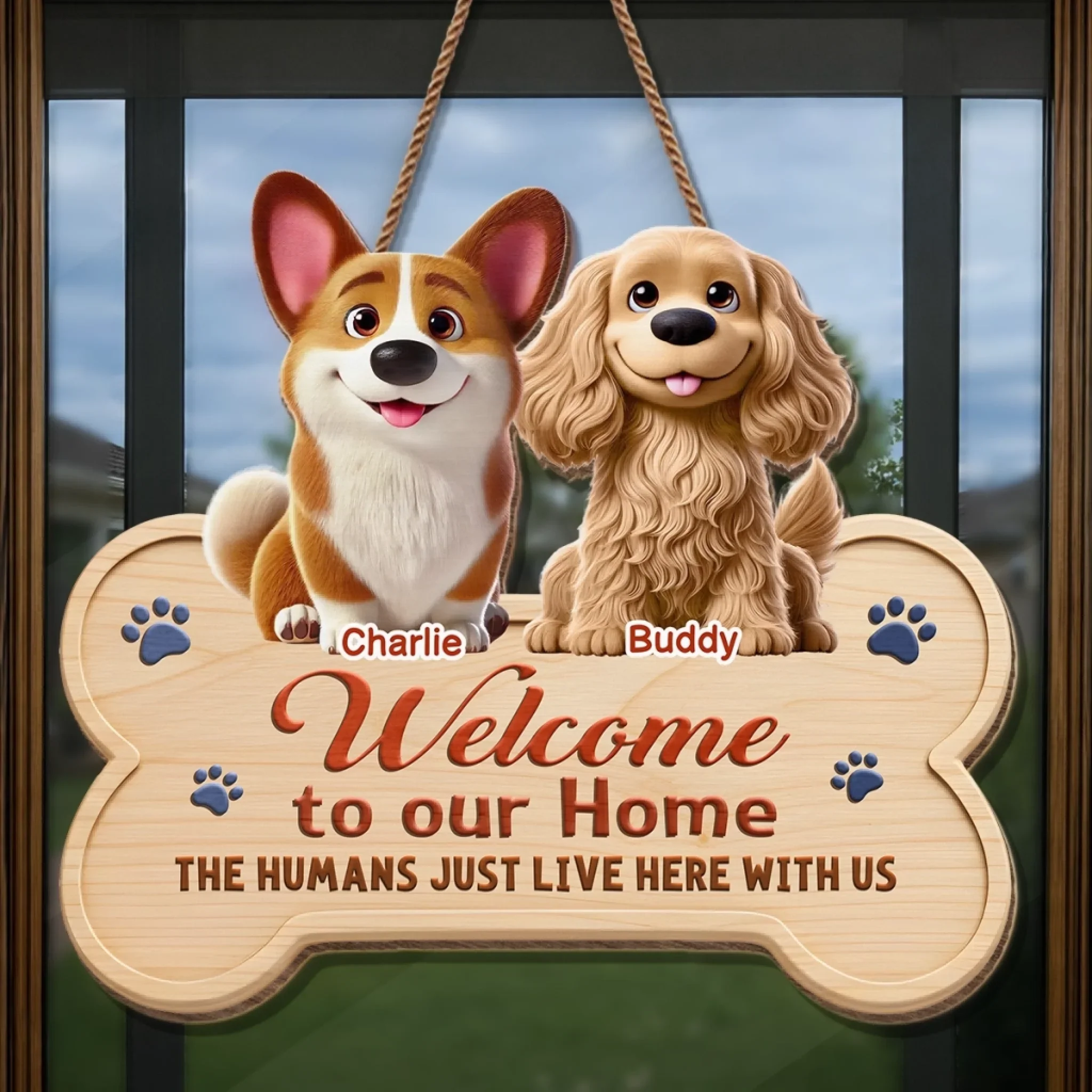 Custom Wood Sign - Personalized Birthday Gifts For Dog Lovers, Dog Dad And Mom - Buddy Rules This House - Image 4